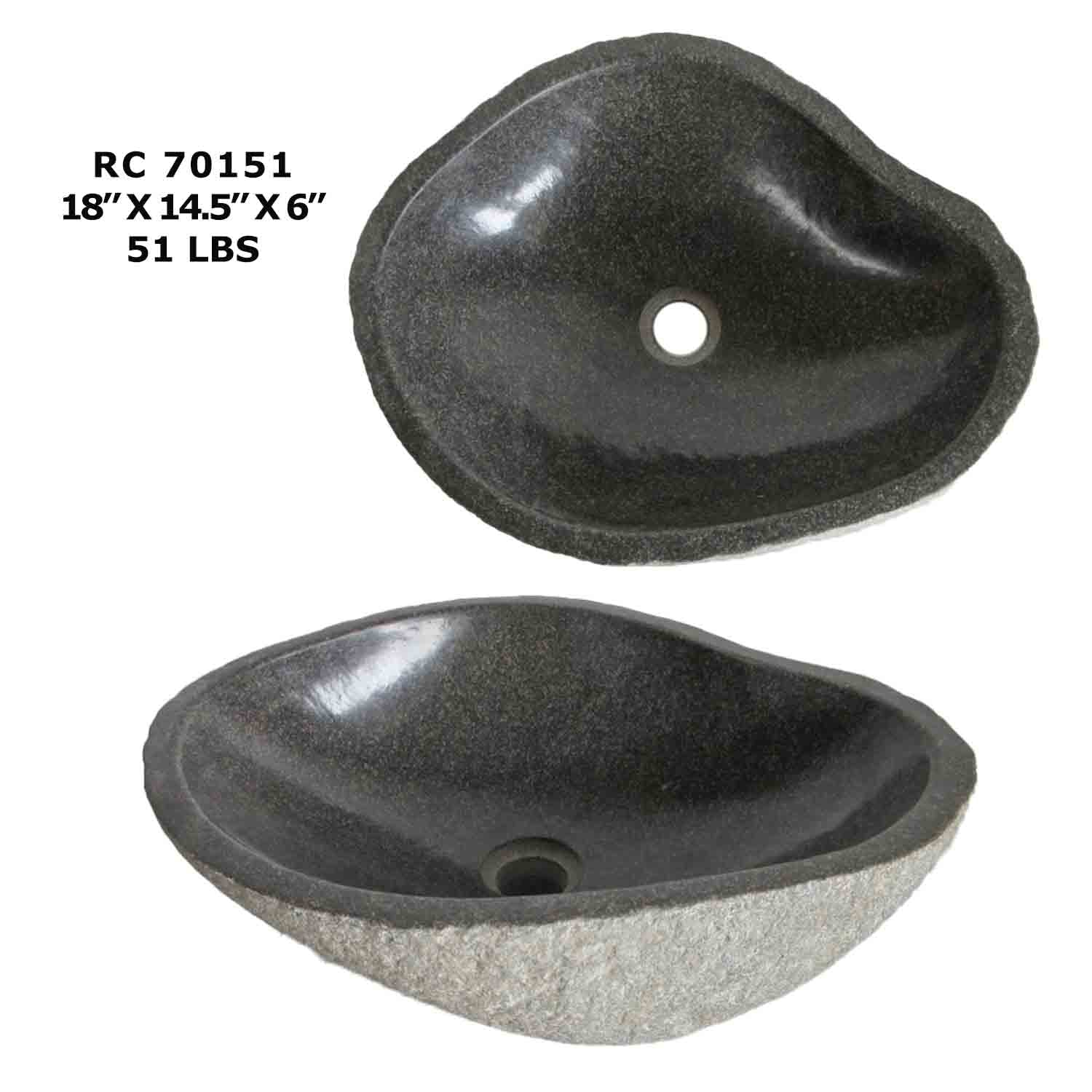 RC70151-Natural Stone Vessel Sink for Bathroom &  Riverstone