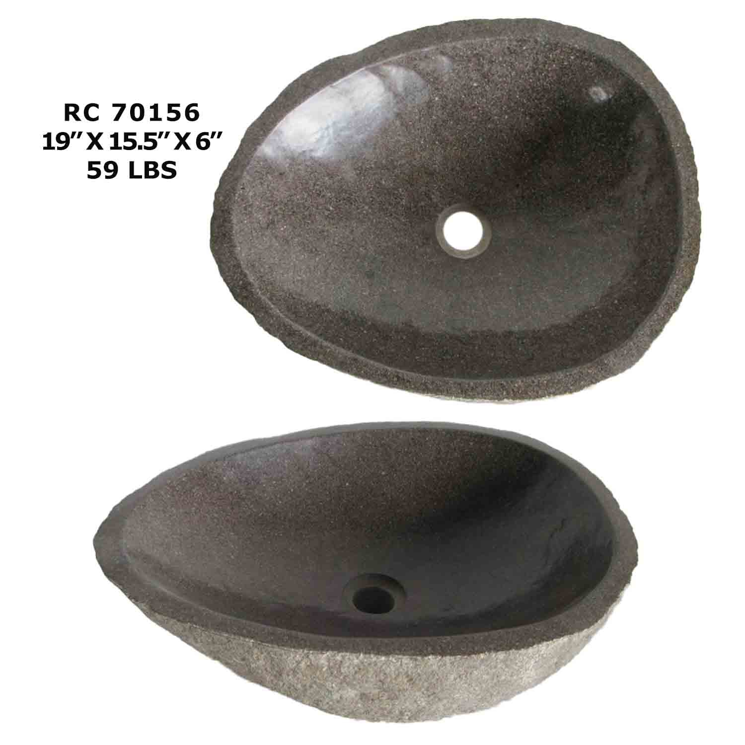 RC70156-Natural River Stone Modern Vessel Sink for Bathroom