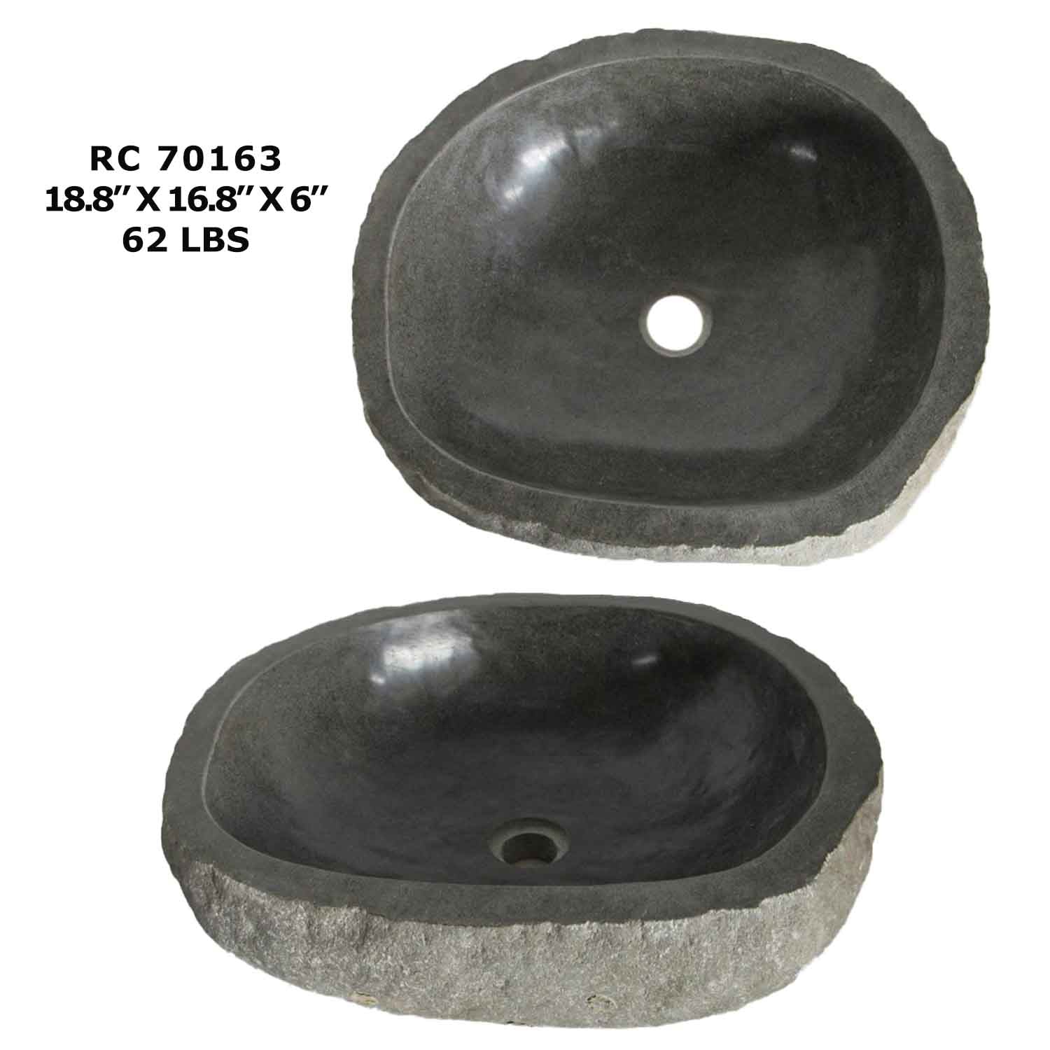 RC70163-Natural River Stone Round Vessel Sink for Bathroom