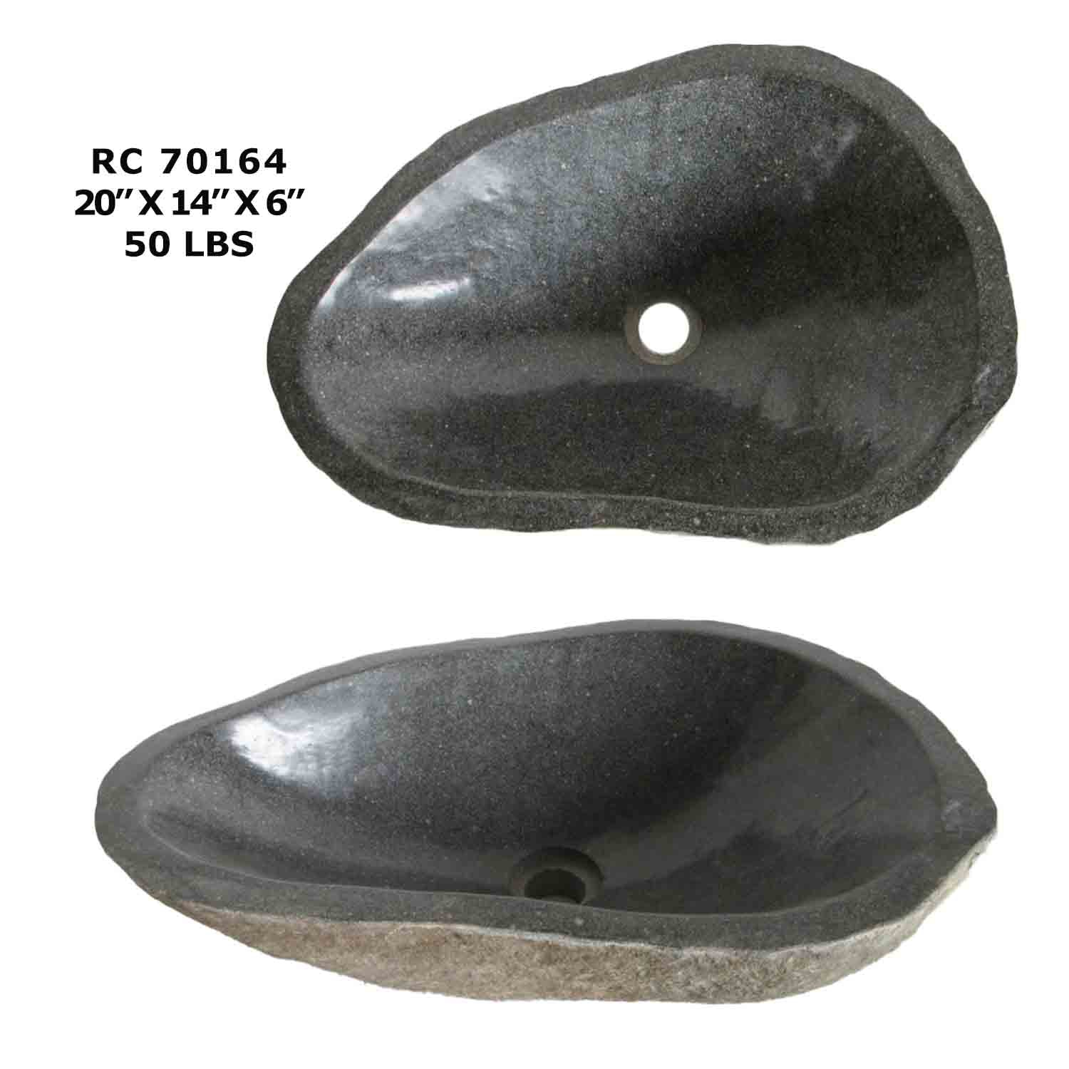 RC70164-Natural River Stone Oval Vessel Sink for Bathroom