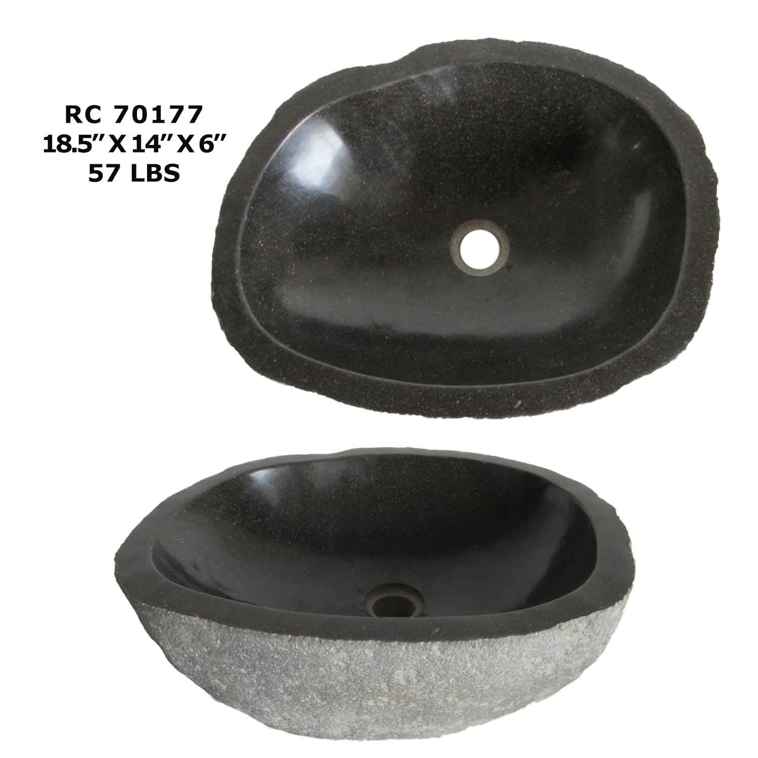 RC70177-Natural Stone Oval Vessel Bathroom Sink | River Stone Sink