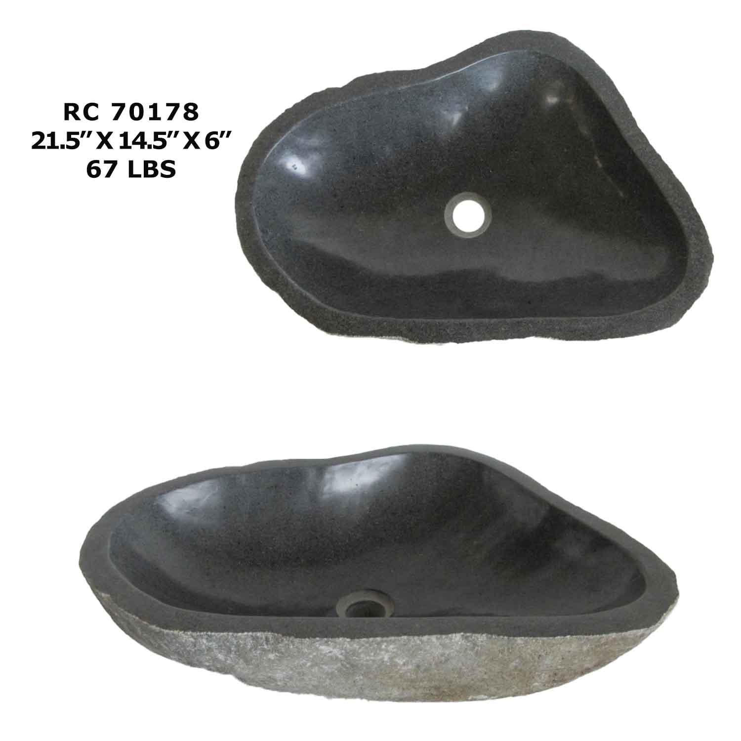 RC70178-Rock Vessel Sink | Natural River Stone Sink for Bathroom