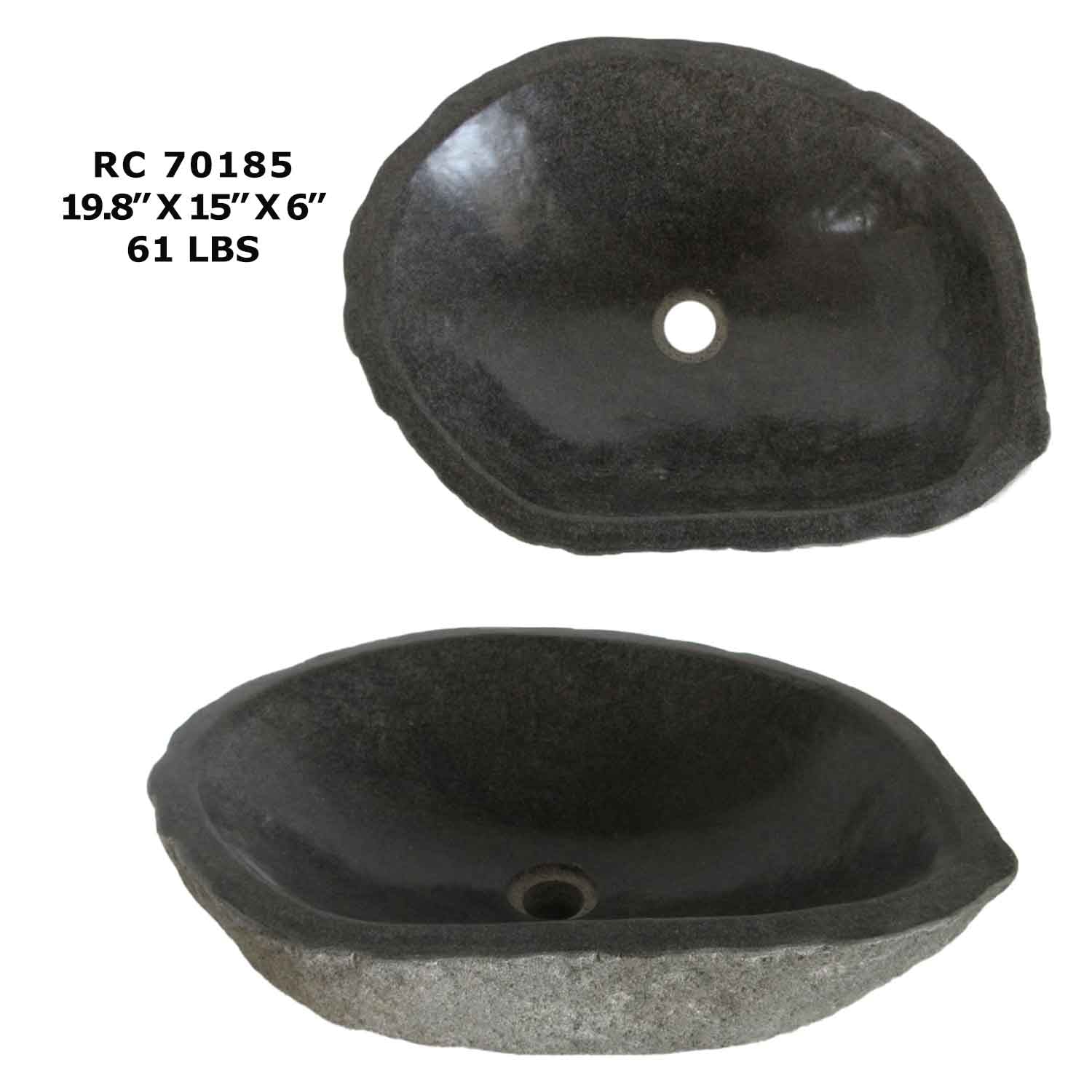 RC70185-Natural River Stone Oval Vessel Sink for Bathroom