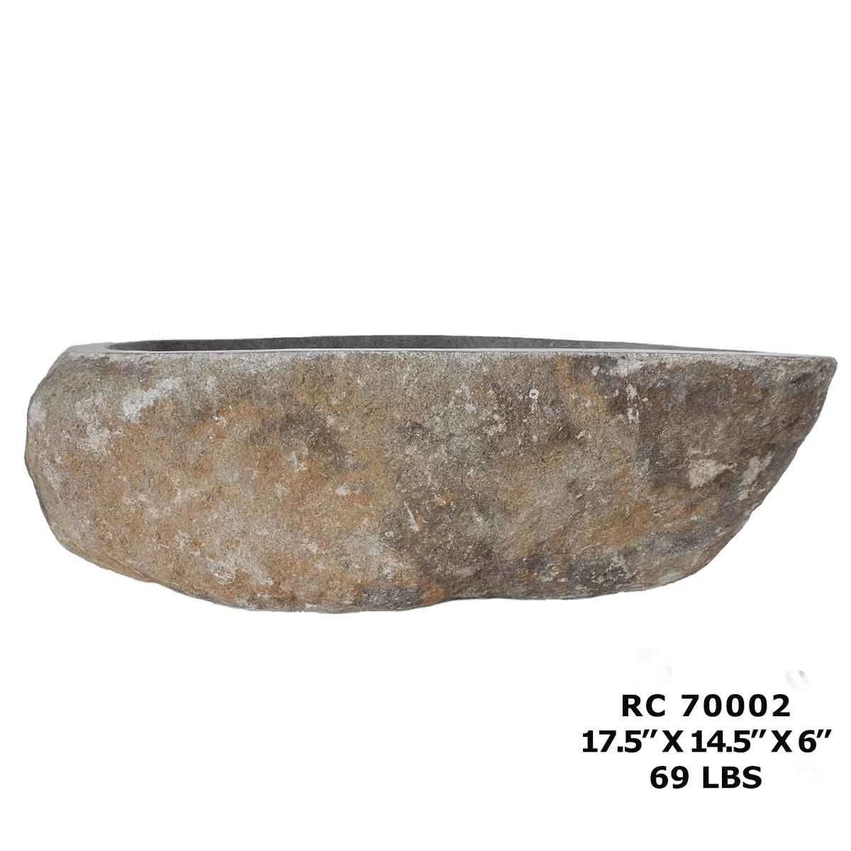 RC70002-Natural Stone Vessel Sink for Bathroom &  Riverstone