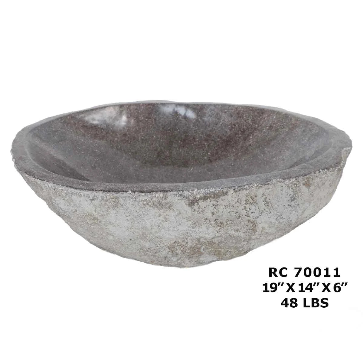 RC70011-Natural Stone Oval Vessel Bathroom Sink | River Stone Sink