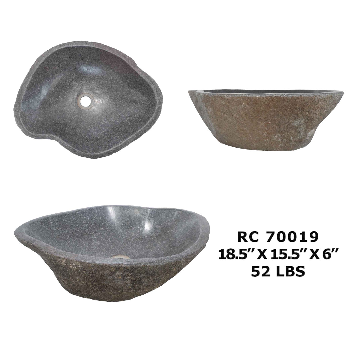 RC70019-Natural River Stone Modern Vessel Sink for Bathroom