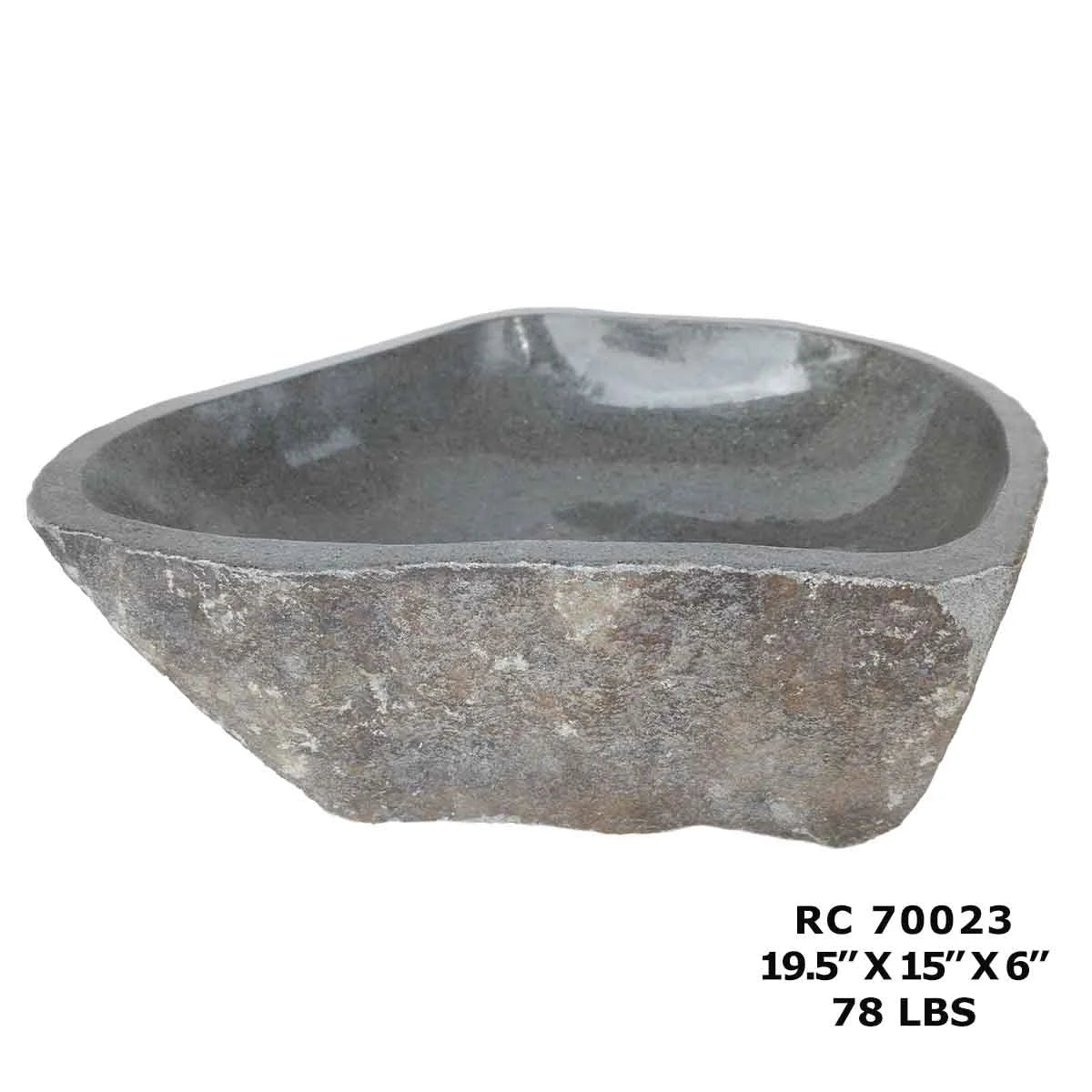 RC70023-Natural River Stone Round Vessel Sink for Bathroom