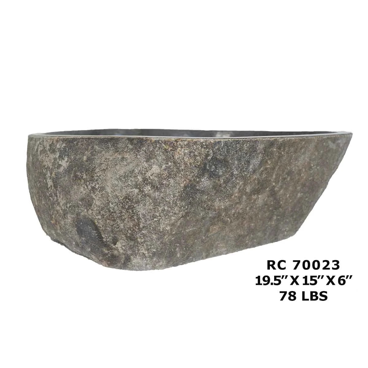 RC70023-Natural River Stone Round Vessel Sink for Bathroom