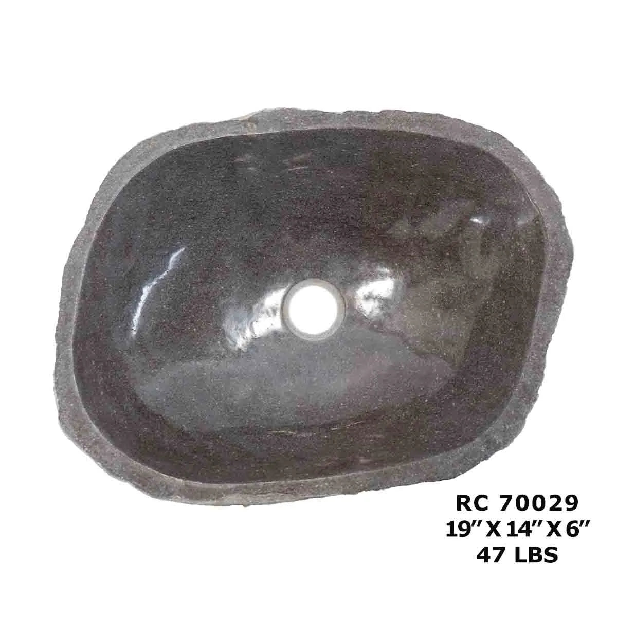 RC70029-Natural River Stone Oval Vessel Sink for Bathroom