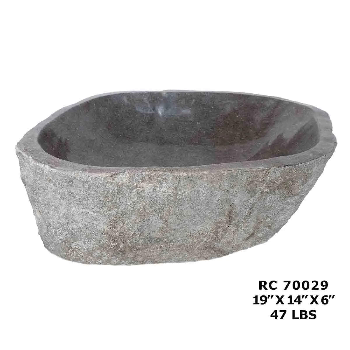 RC70029-Natural River Stone Oval Vessel Sink for Bathroom