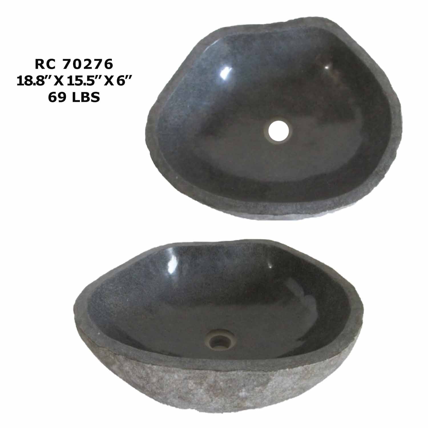 RC70276-Natural River Stone Oval Vessel Sink for Bathroom
