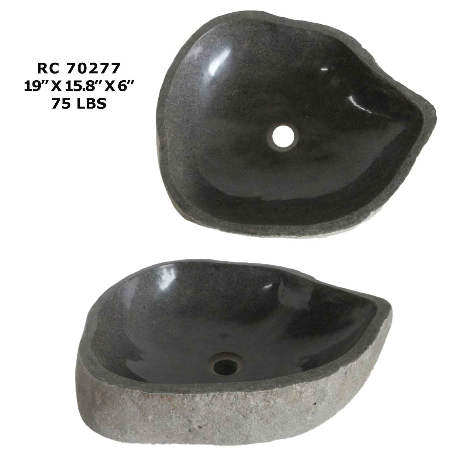 RC70277-Natural River Stone Oval Vessel Sink for Bathroom