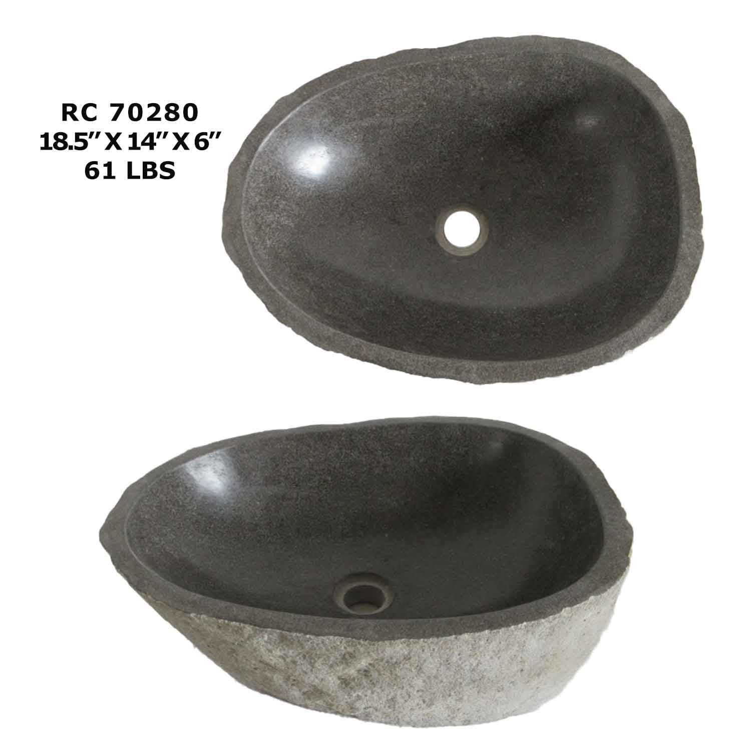 RC70280-Natural River Stone Modern Vessel Sink for Bathroom