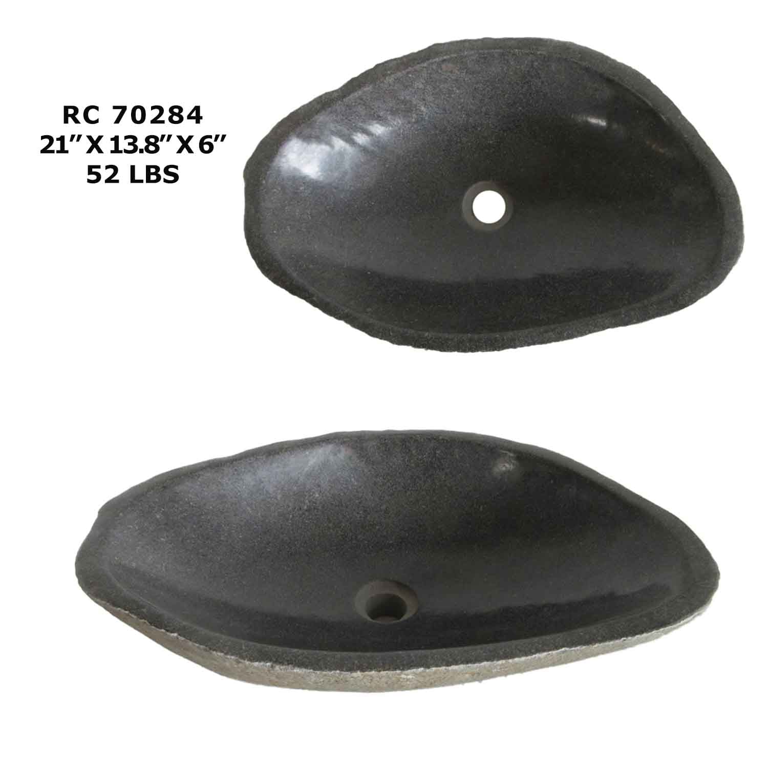 RC70284-Natural Stone Oval Vessel Bathroom Sink | River Stone Sink