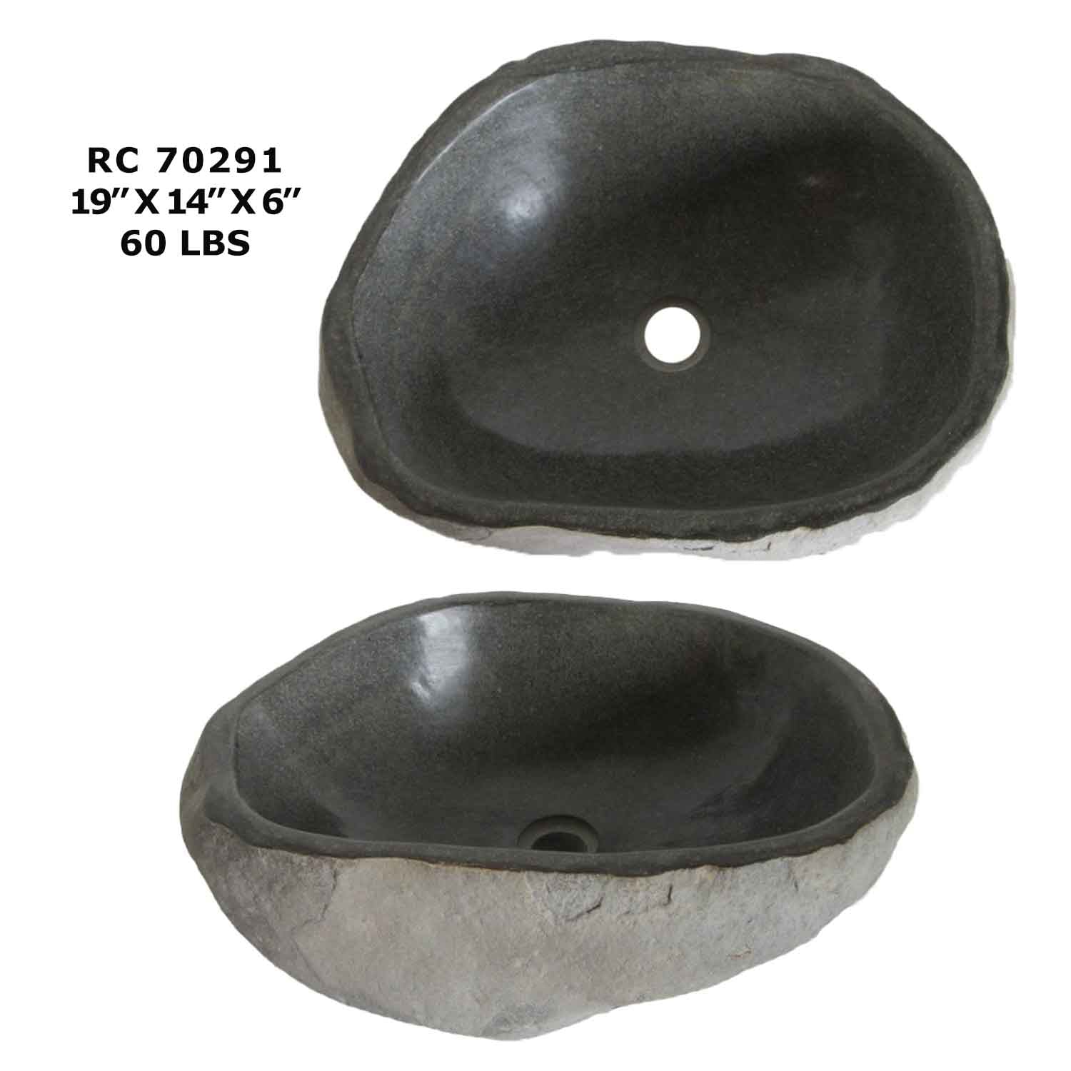 RC70291-Rock Vessel Sink | Natural River Stone Sink for Bathroom