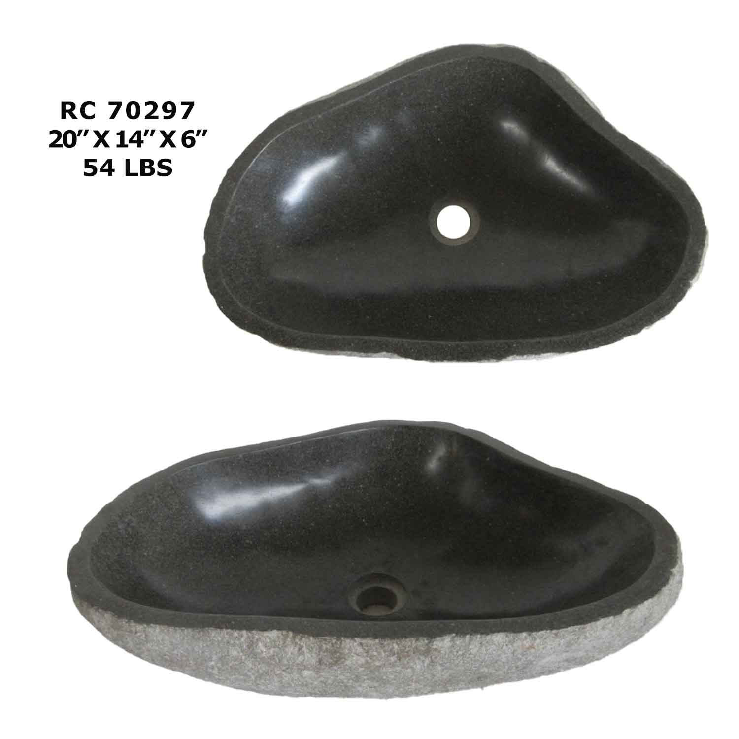 RC70297-Natural River Stone Oval Vessel Sink for Bathroom