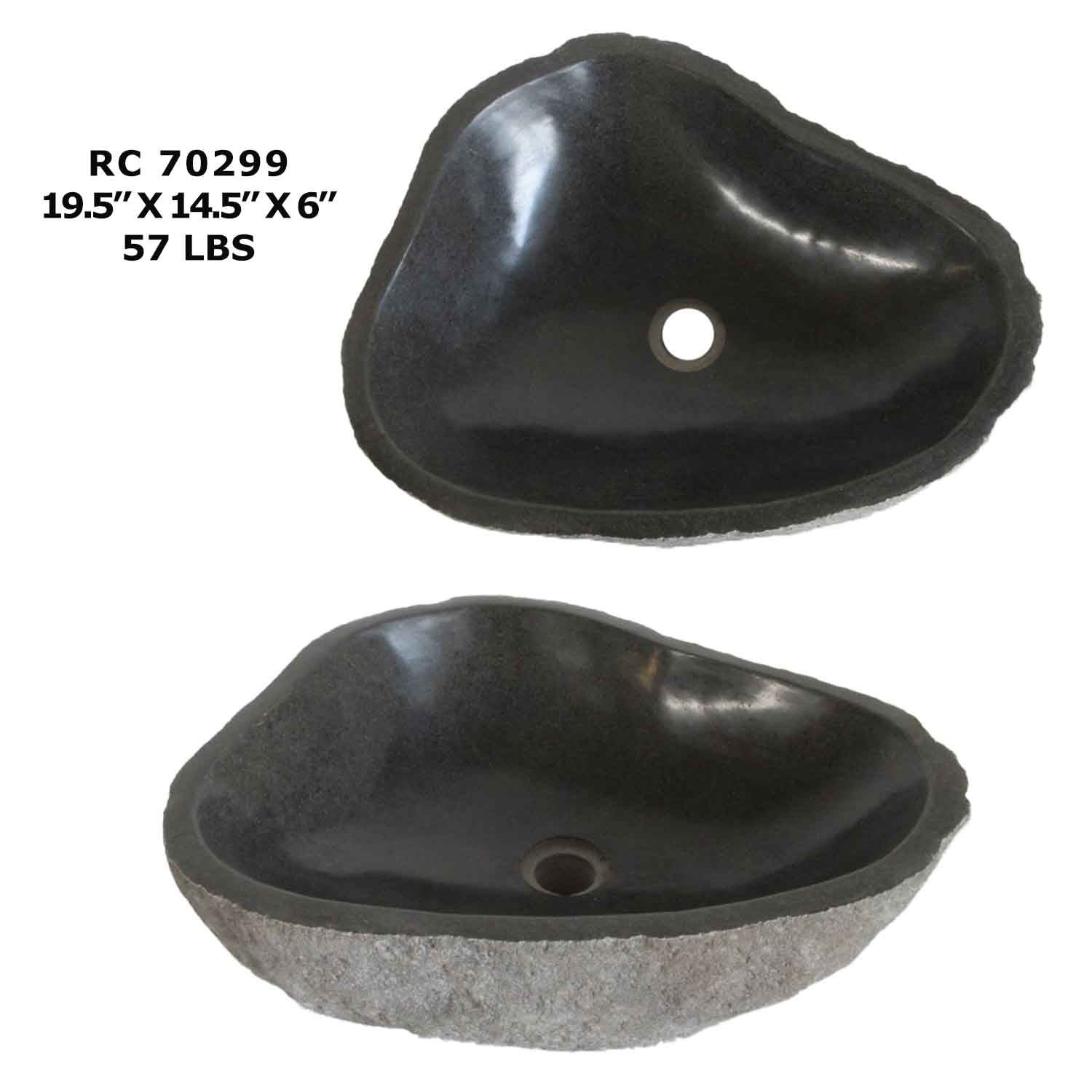 RC70299-Natural Stone Oval Vessel Bathroom Sink | River Stone Sink