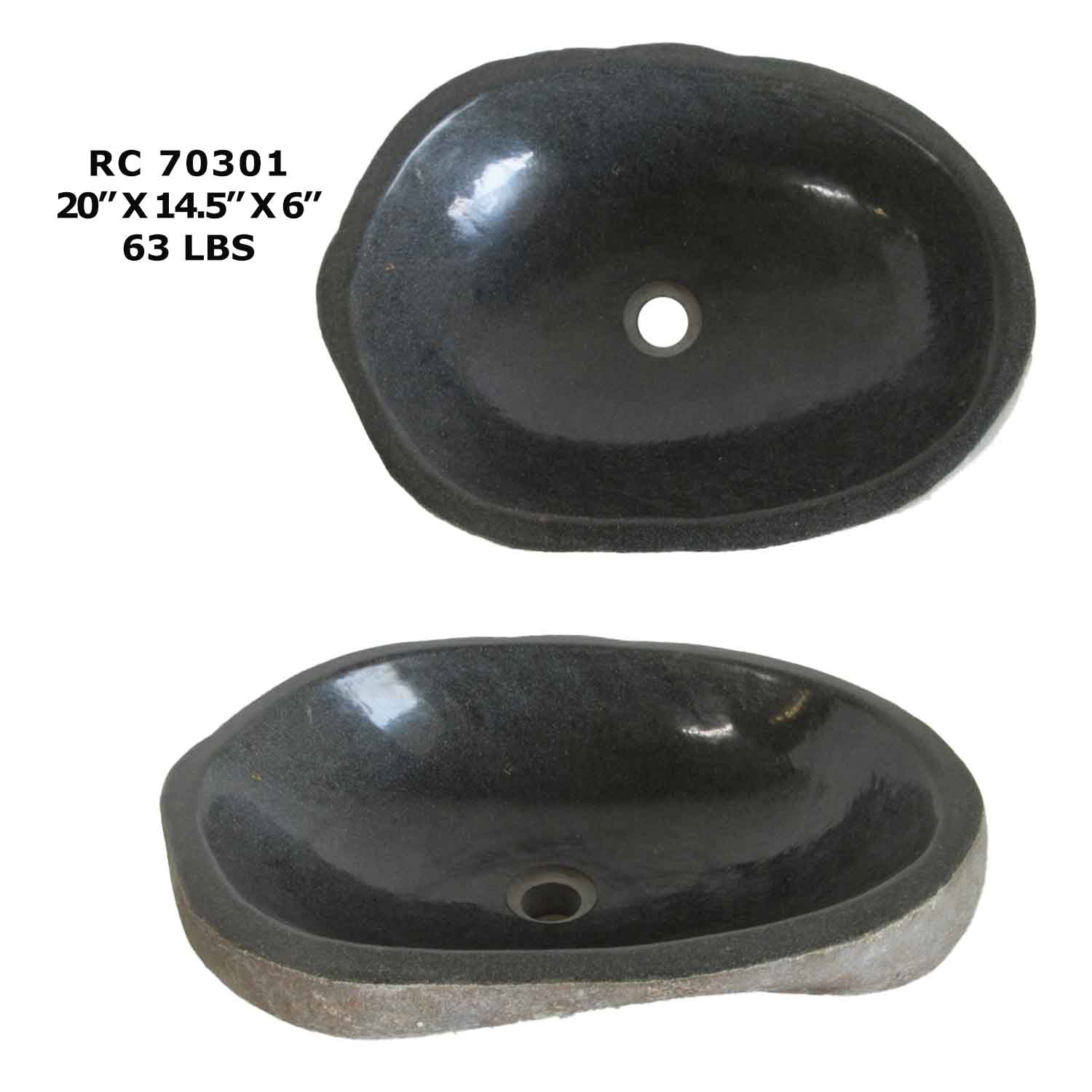 RC70301-Rock Vessel Sink | Natural River Stone Sink for Bathroom