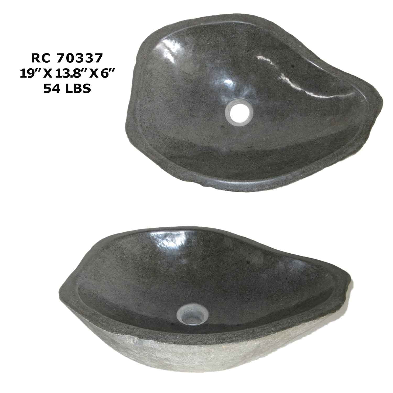 RC70337-Rock Vessel Sink | Natural River Stone Sink for Bathroom