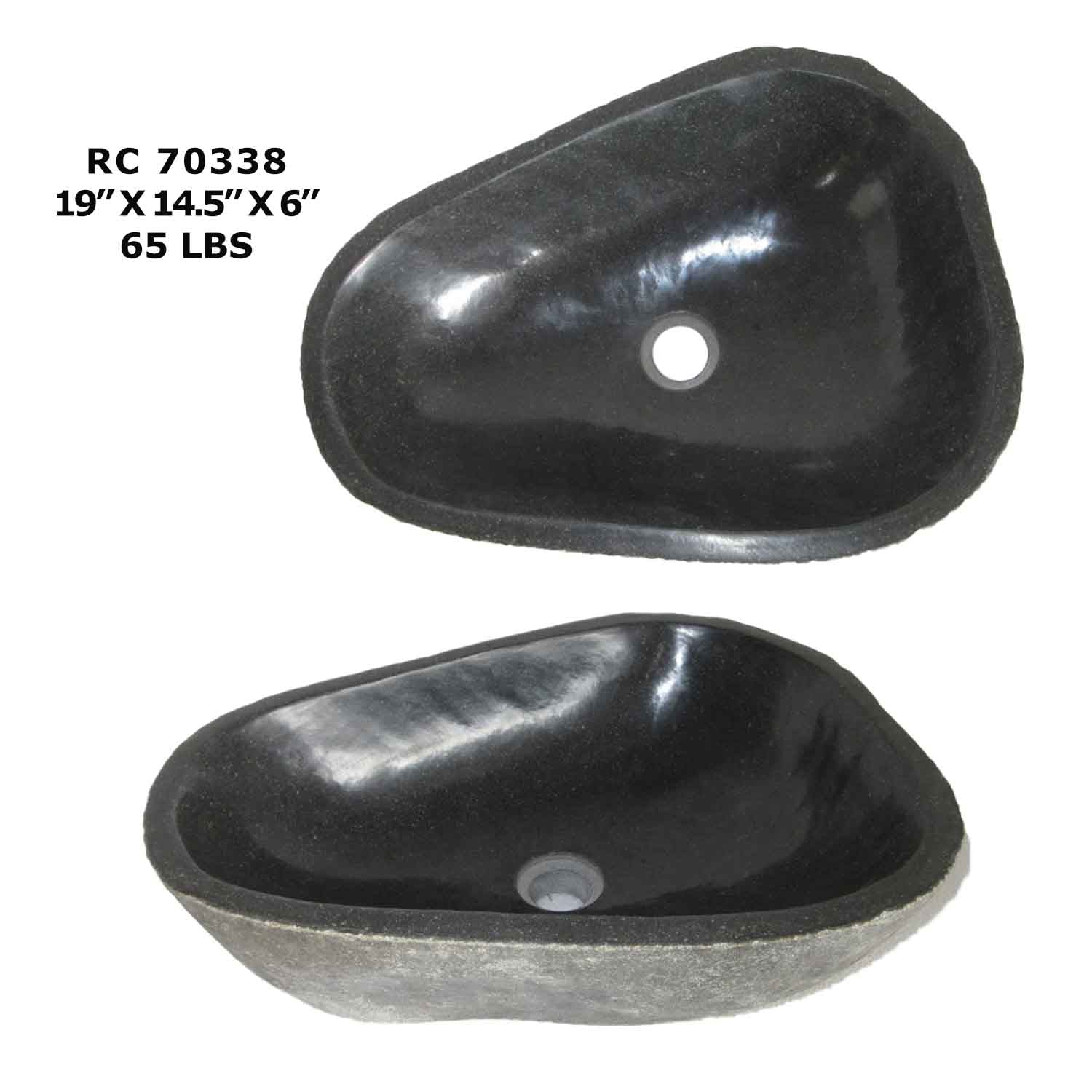 RC70338-Natural River Stone Round Vessel Sink for Bathroom