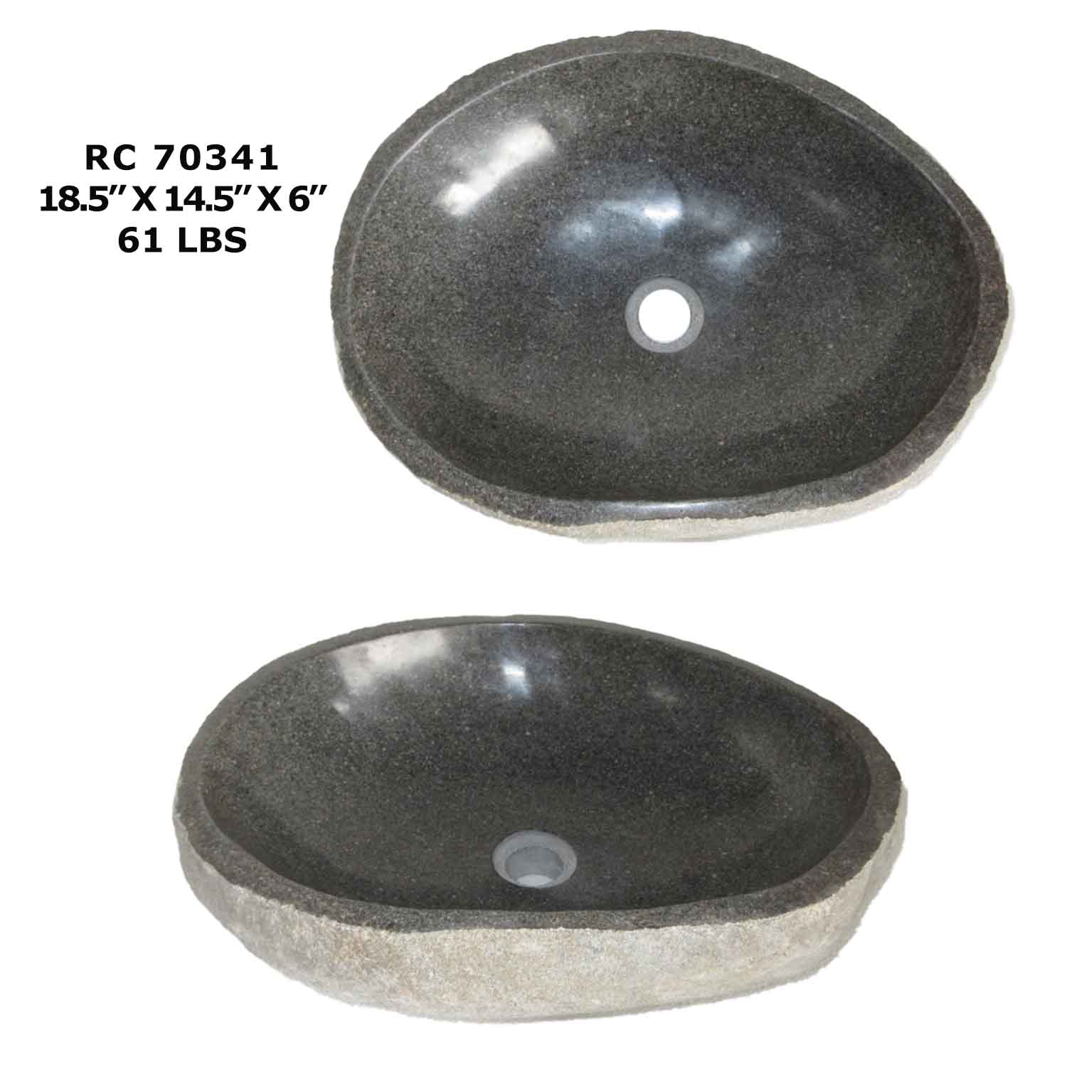 RC70341-Natural River Stone Oval Vessel Sink for Bathroom