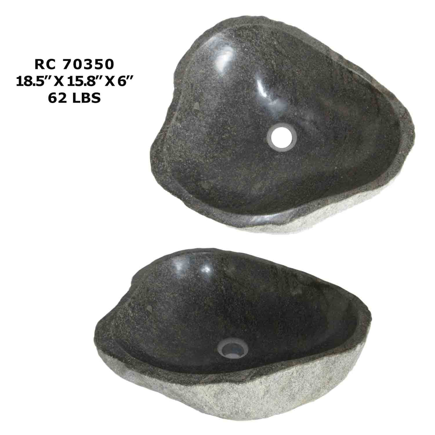 RC70350-Natural Stone Oval Vessel Bathroom Sink | River Stone Sink