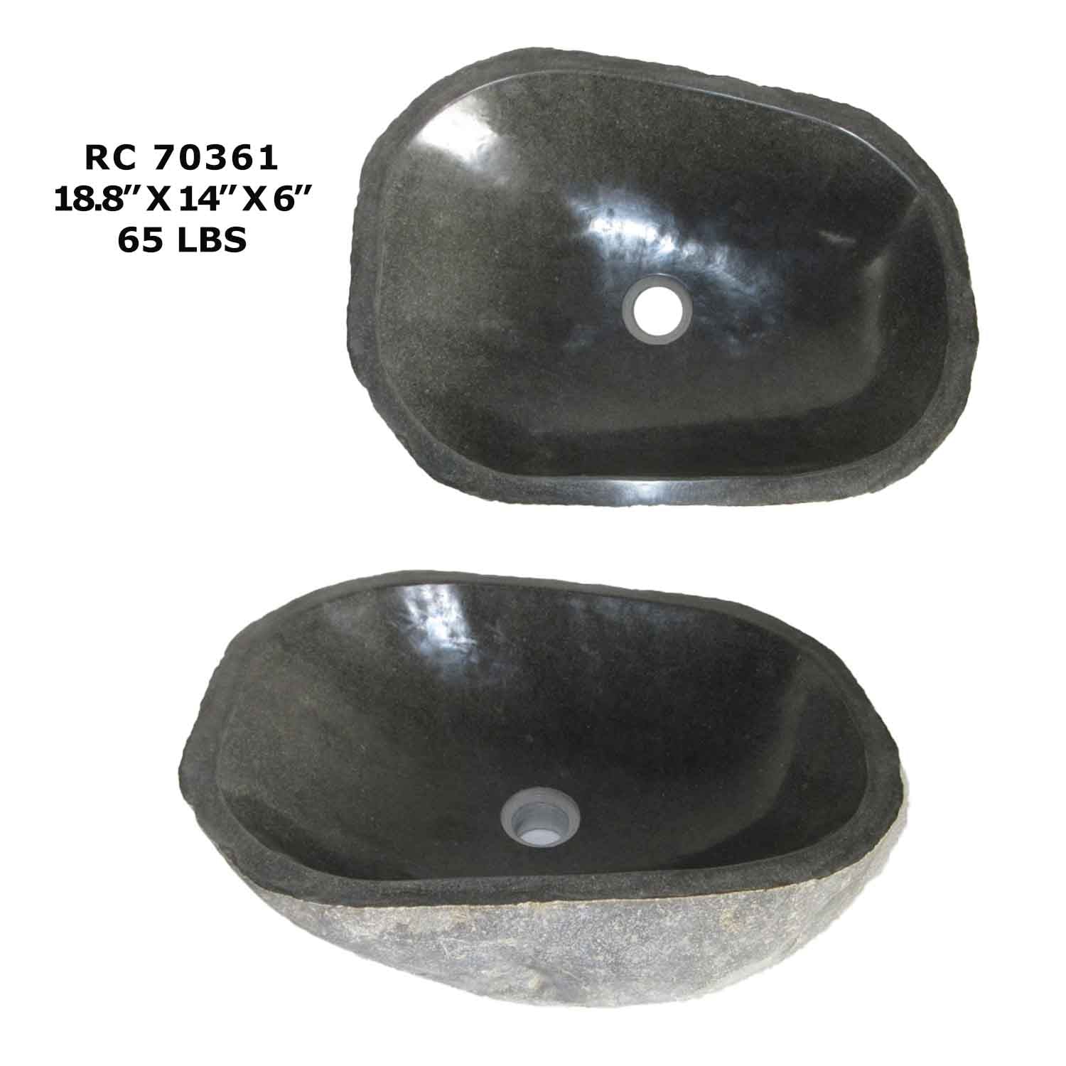 RC70361-Natural River Stone Oval Vessel Sink for Bathroom