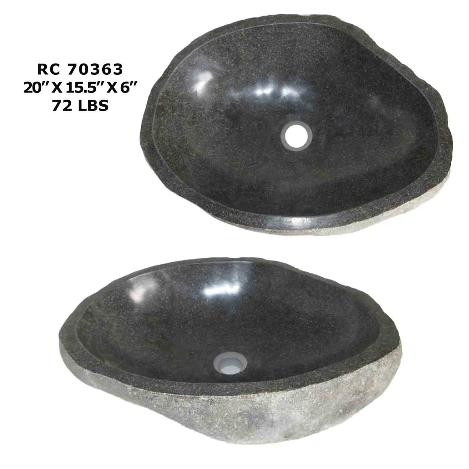 RC70363-Natural Stone Oval Vessel Bathroom Sink | River Stone Sink