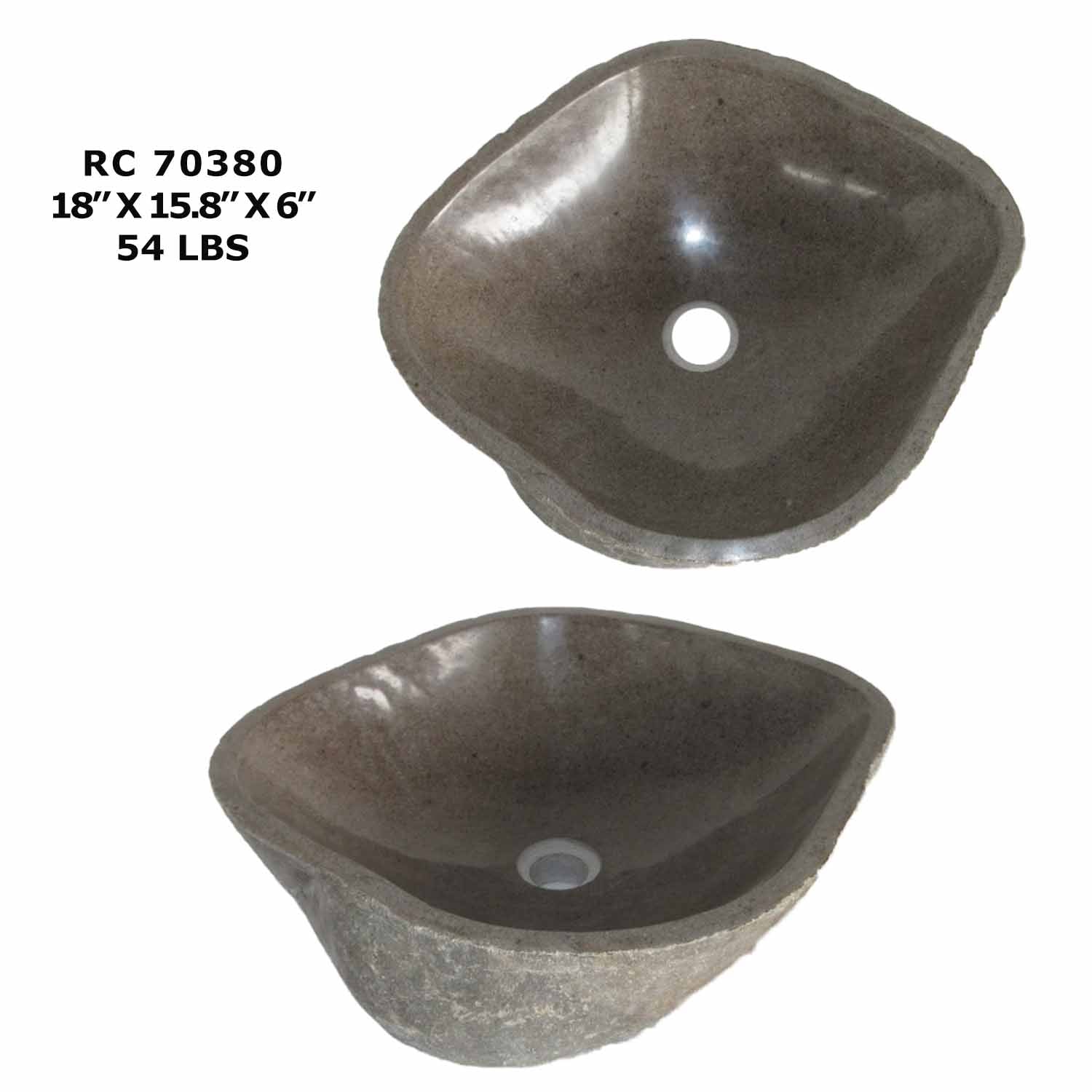 RC70380-Natural River Stone Oval Vessel Sink for Bathroom