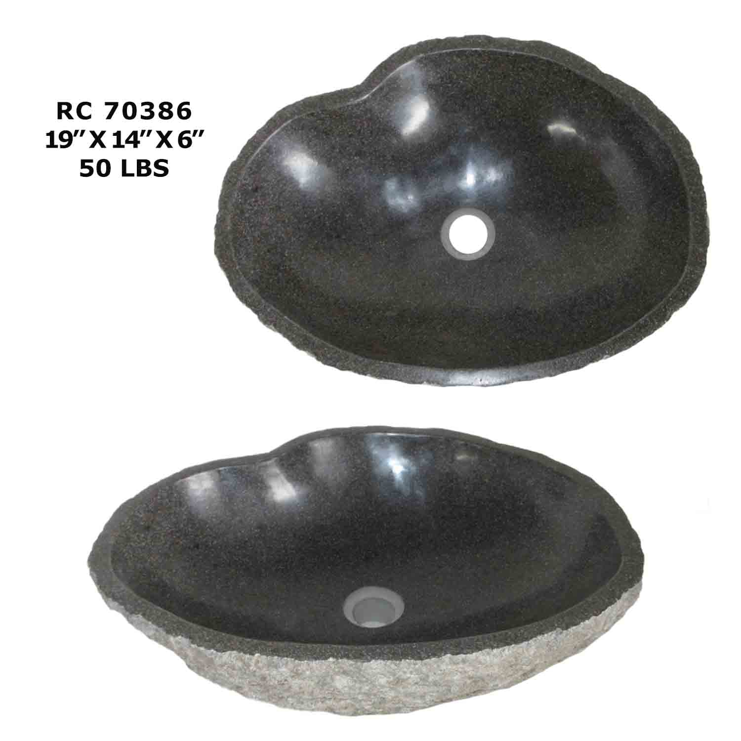 RC70386-Rock Vessel Sink | Natural River Stone Sink for Bathroom