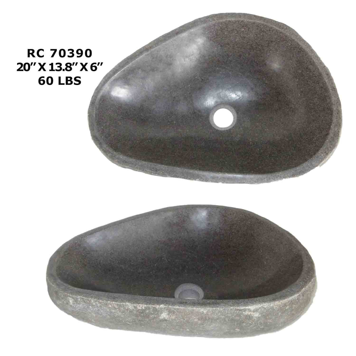 RC70390-Natural Stone Oval Vessel Bathroom Sink | River Stone Sink