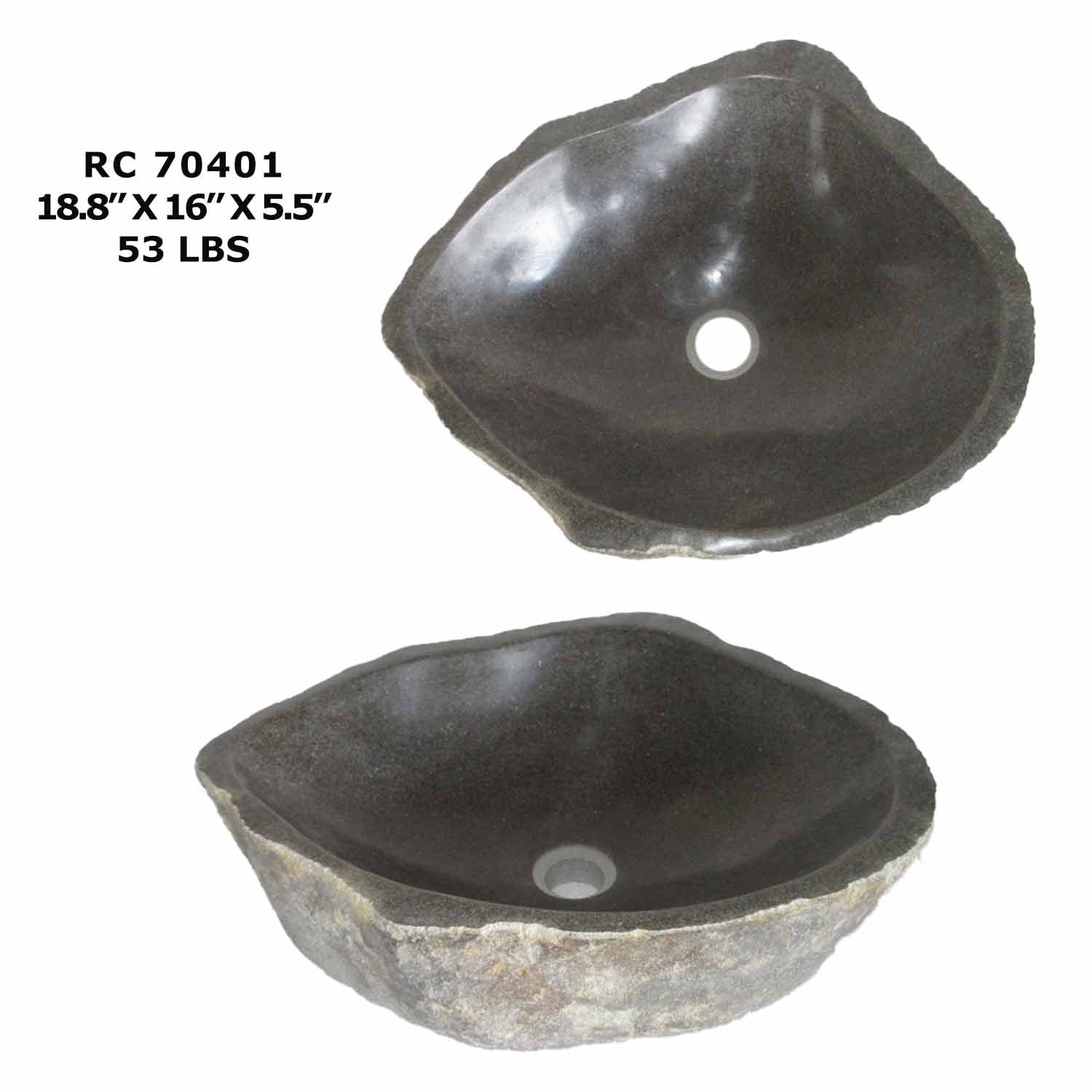 RC70401-Natural River Stone Oval Vessel Sink for Bathroom