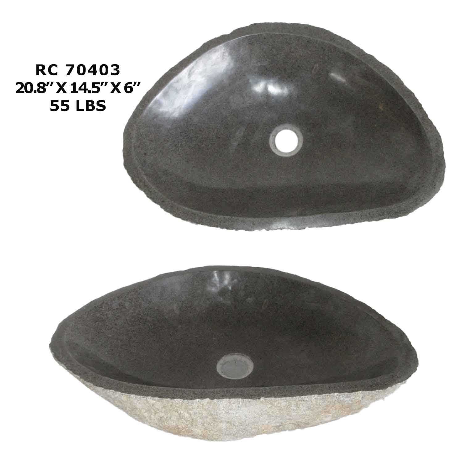 RC70403-Natural Stone Oval Vessel Bathroom Sink | River Stone Sink