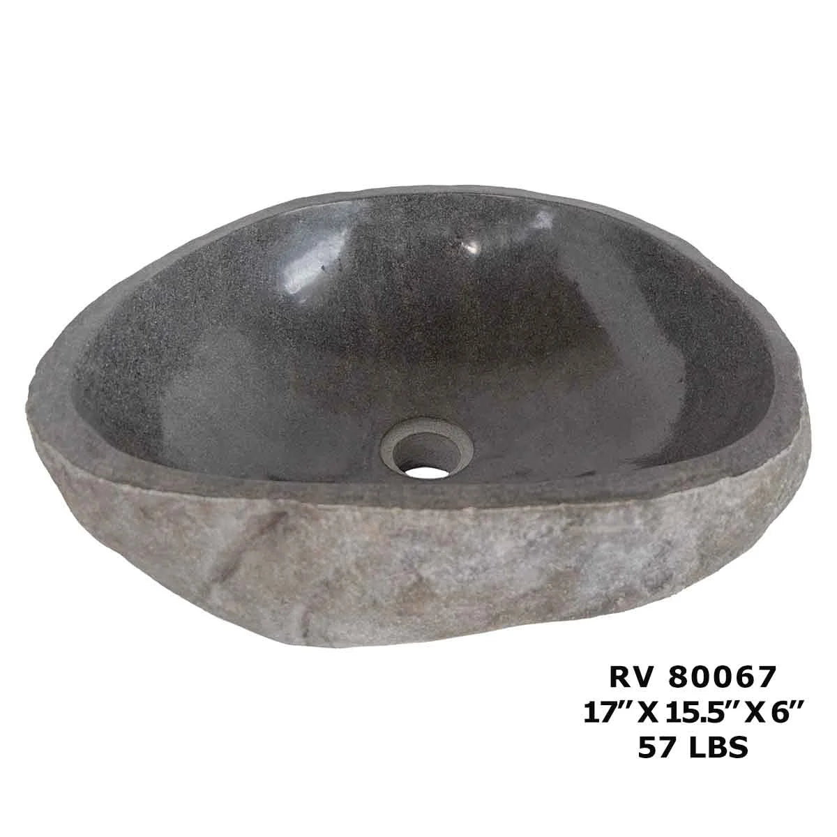 RV80067-Natural Stone Grey Bathroom Sink - River Stone Sink