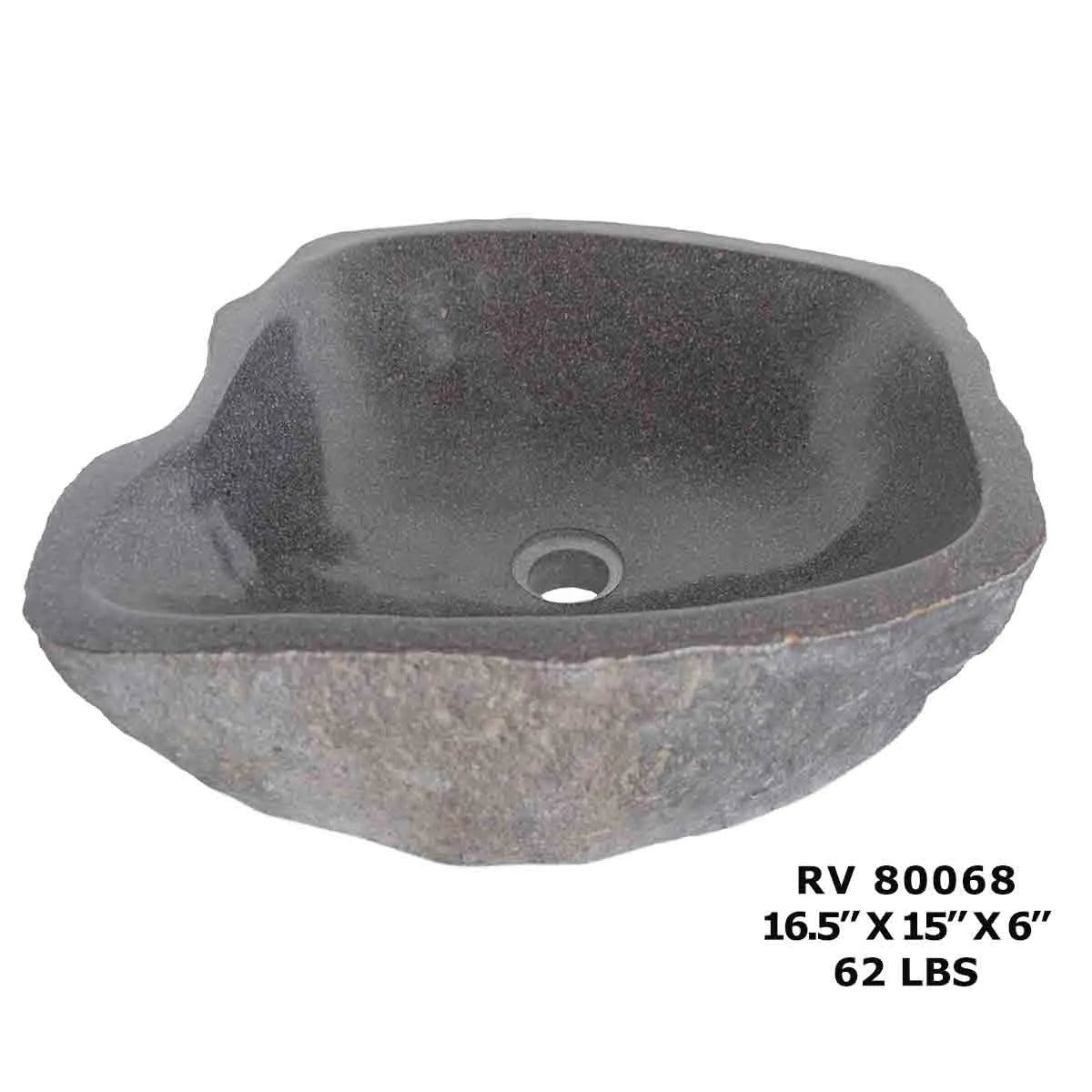 RV80068-Natural Riverstone Stone Vessel Sink for Bathroom