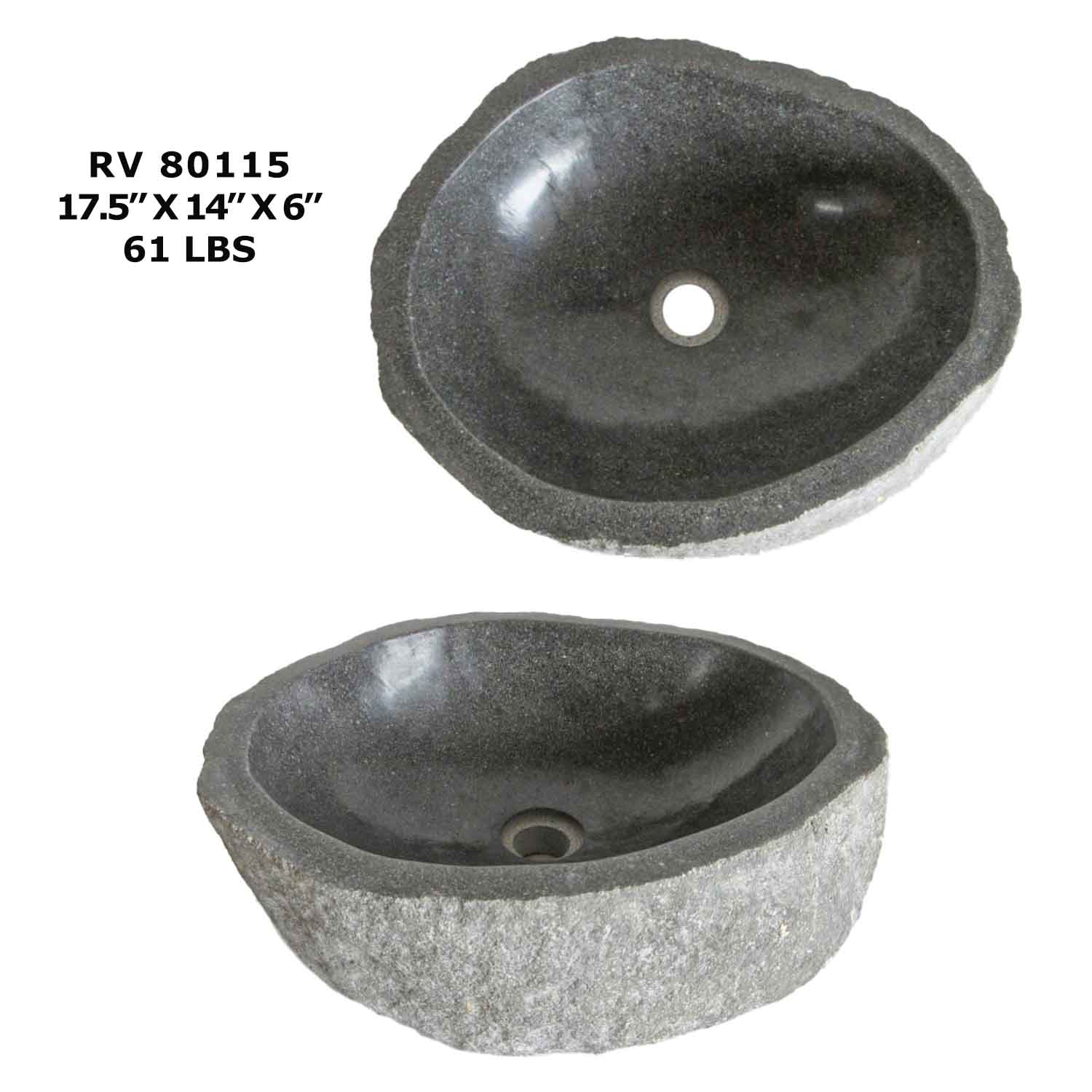 RV80115-River Stone Vessel Sink for Bathroom - Wash Basin