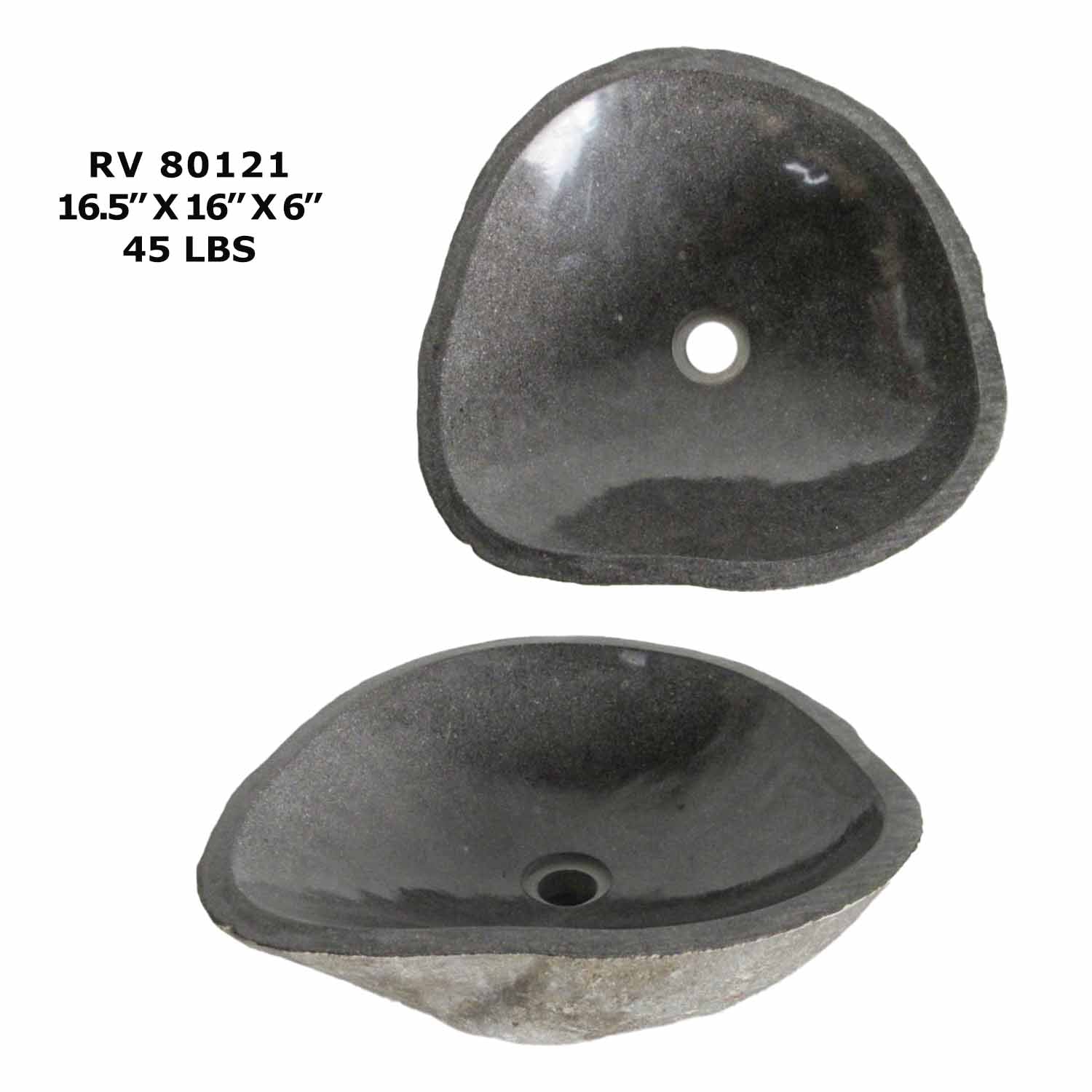 RV80121-Natural Riverstone Stone Vessel Sink for Bathroom