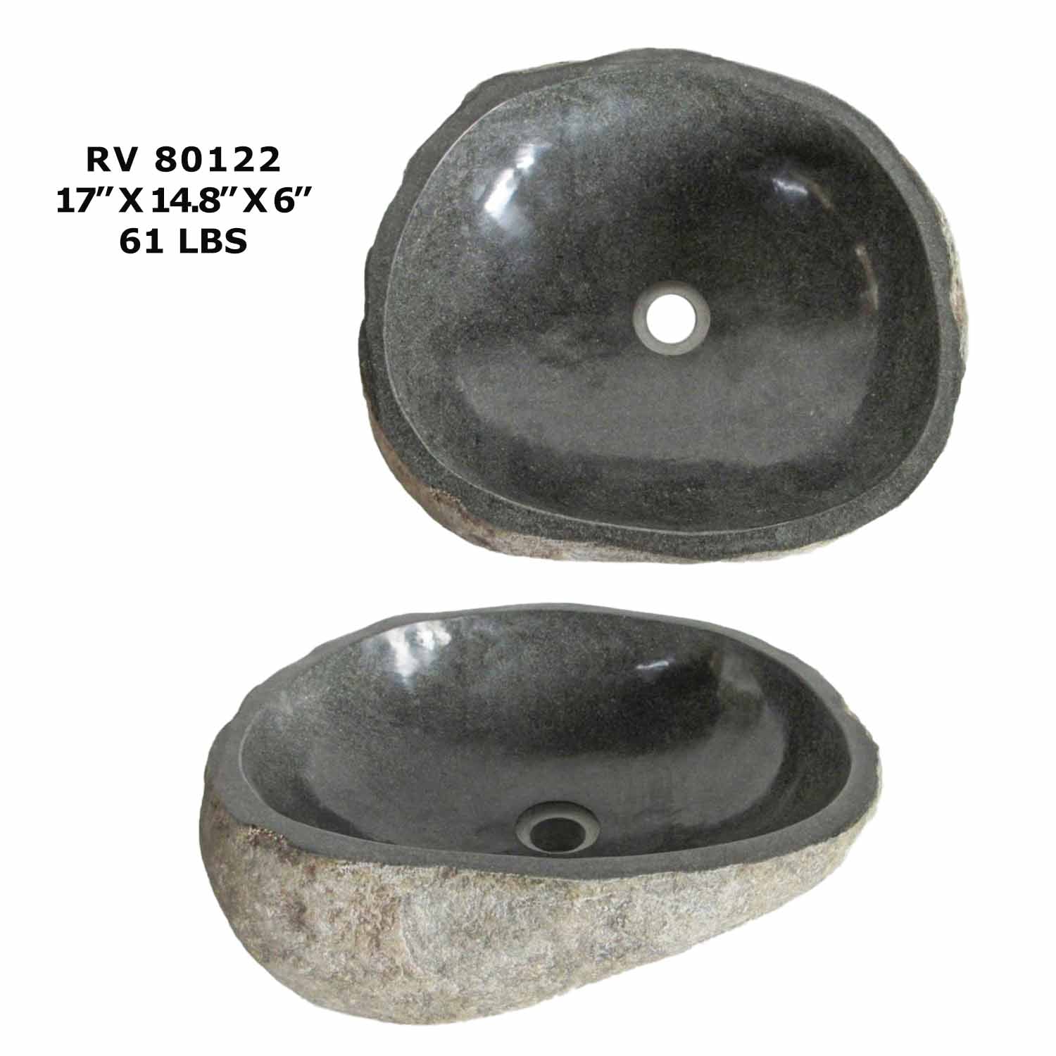 RV80122-Modern Vessel Sink - River Stone Wash Basin Sink