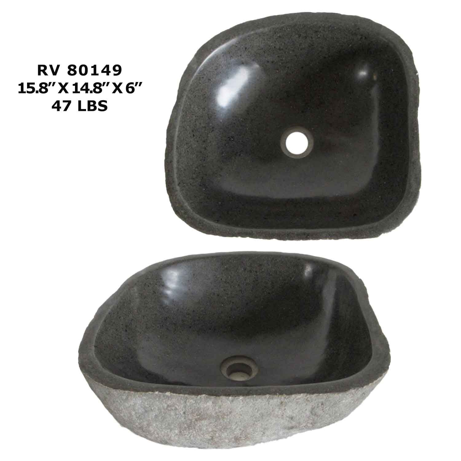 RV80149-Natural Riverstone Stone Vessel Sink for Bathroom