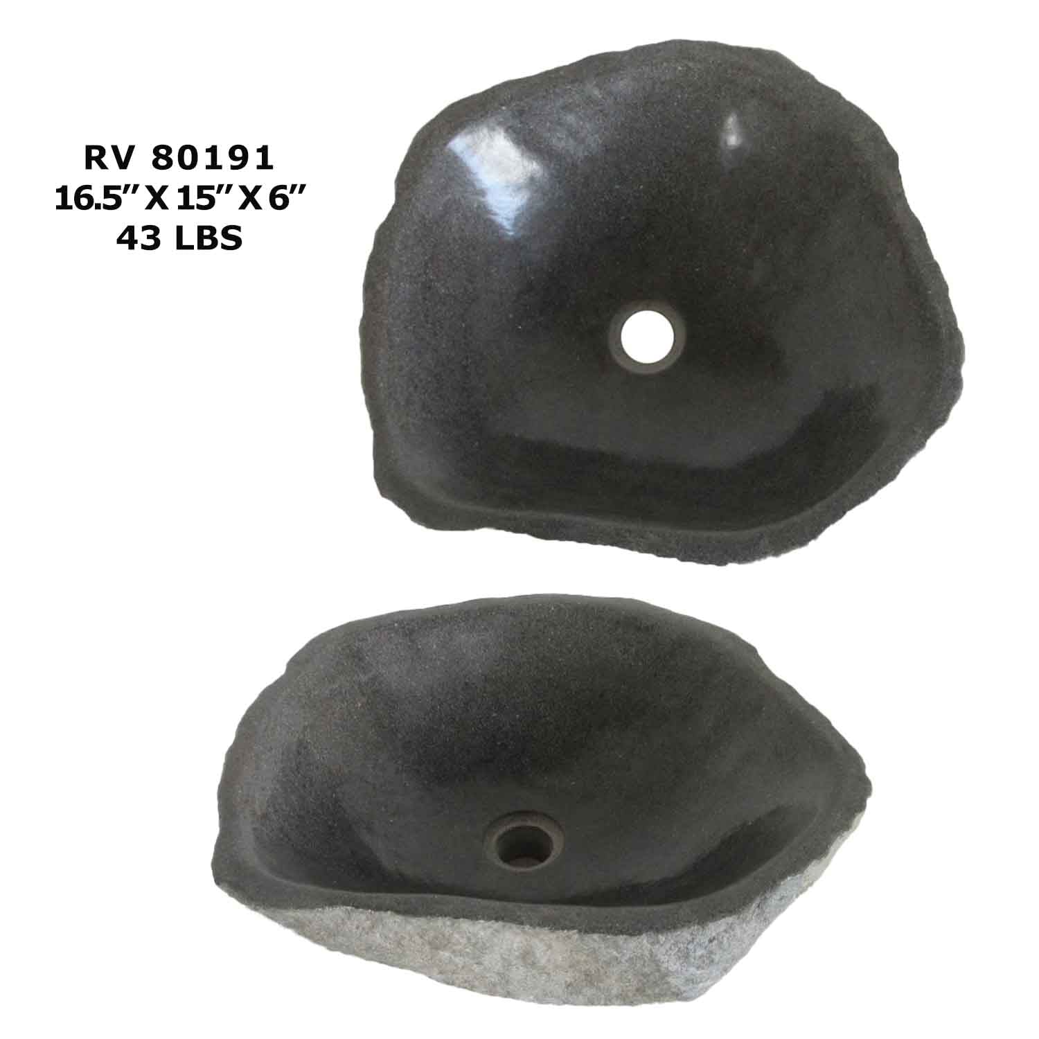 RV80191-Natural Riverstone Stone Oval Vessel Sink for Bathroom