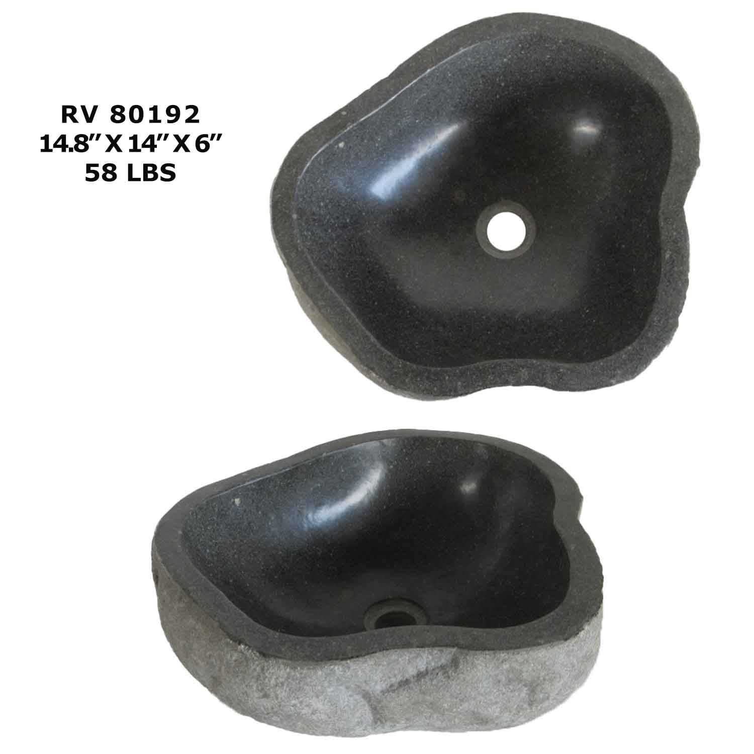 RV80192-Natural Riverstone Bathroom Sink - Stone Vessel Sink