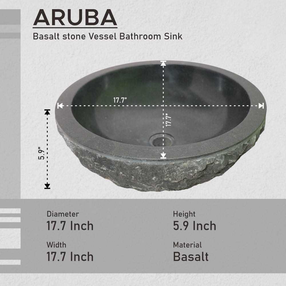 Aruba Basalt Vessel Sink, Natural Stone Vessel Bathroom Sink