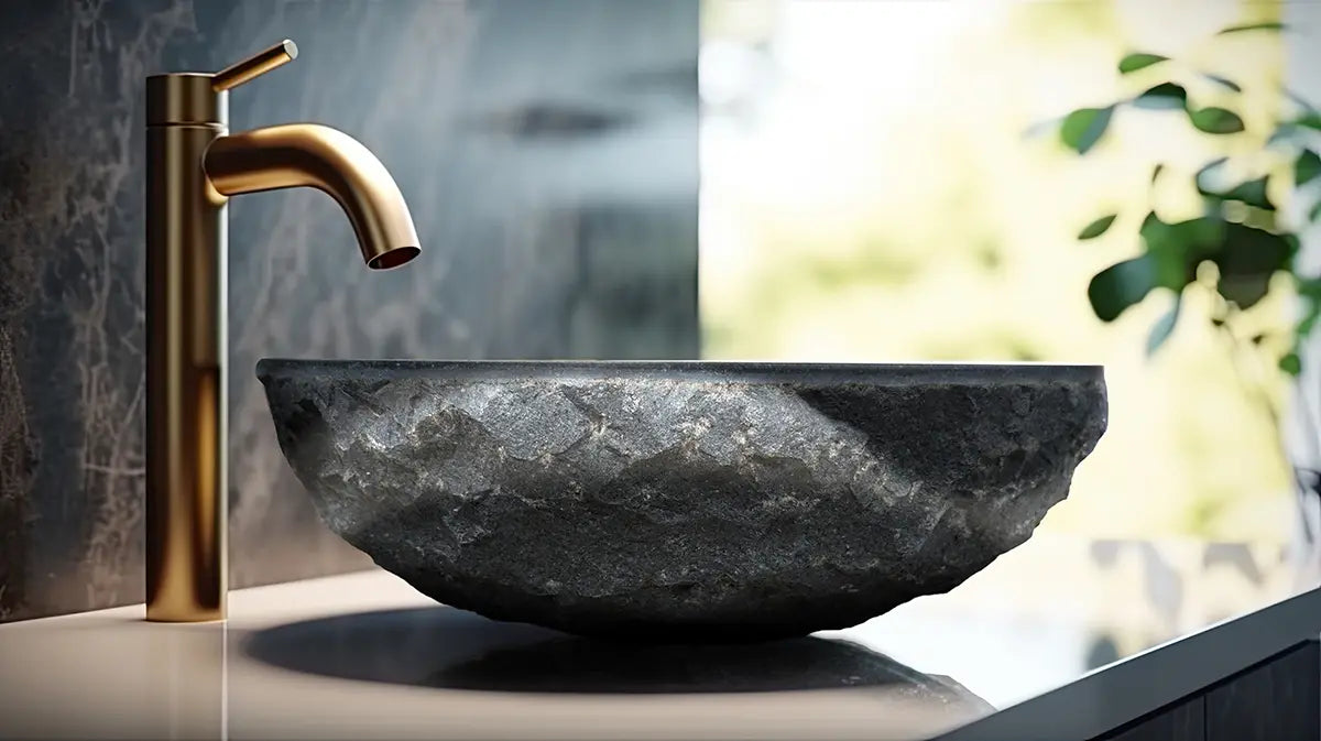 Aruba Basalt Vessel Sink, Natural Stone Vessel Bathroom Sink