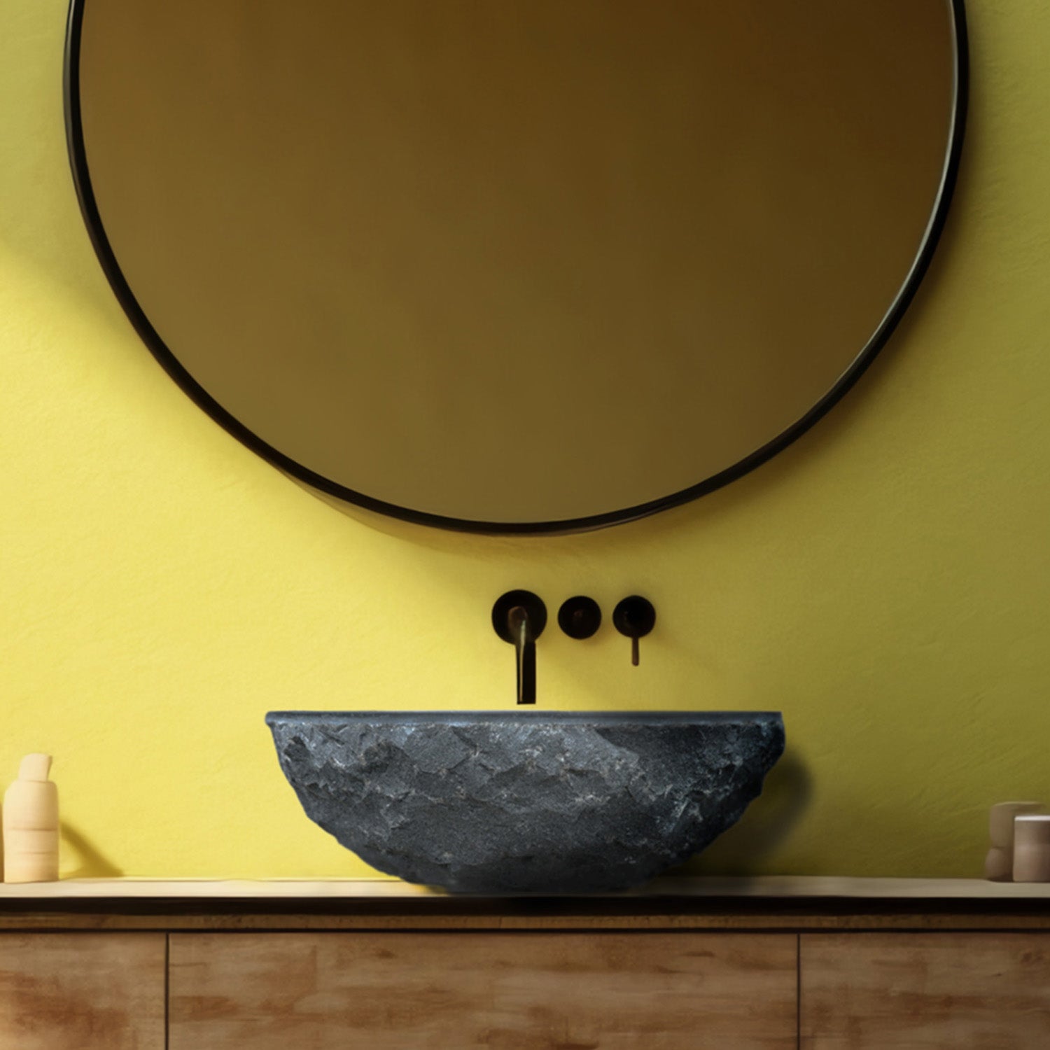 Aruba Basalt Vessel Sink, Natural Stone Vessel Bathroom Sink