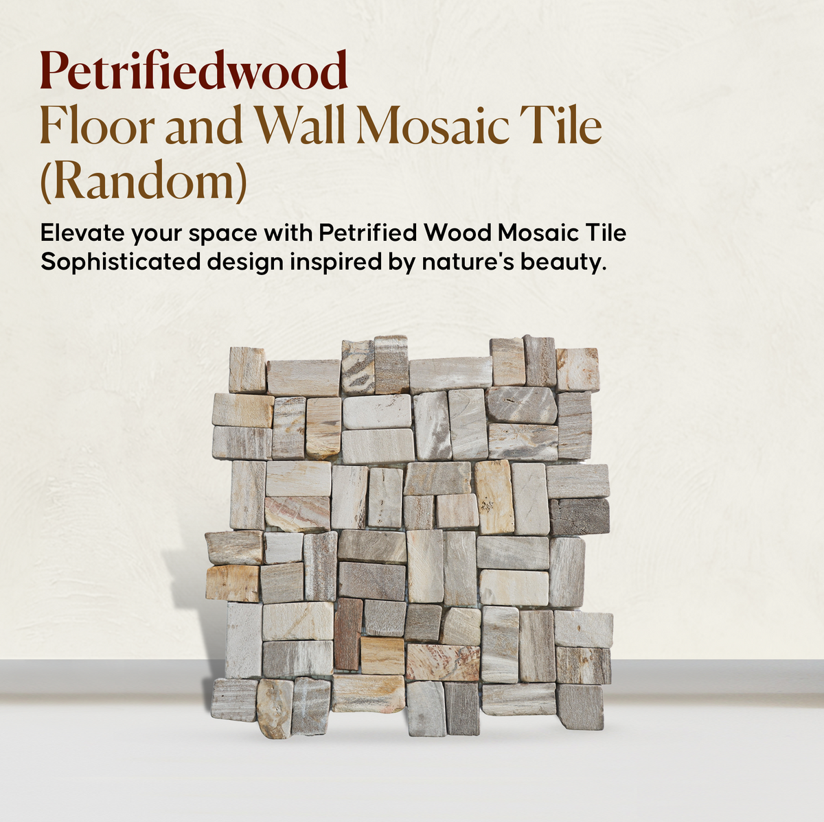 Mosaic Pebble and Petrified Wood Floor Tile | Pebble Tile