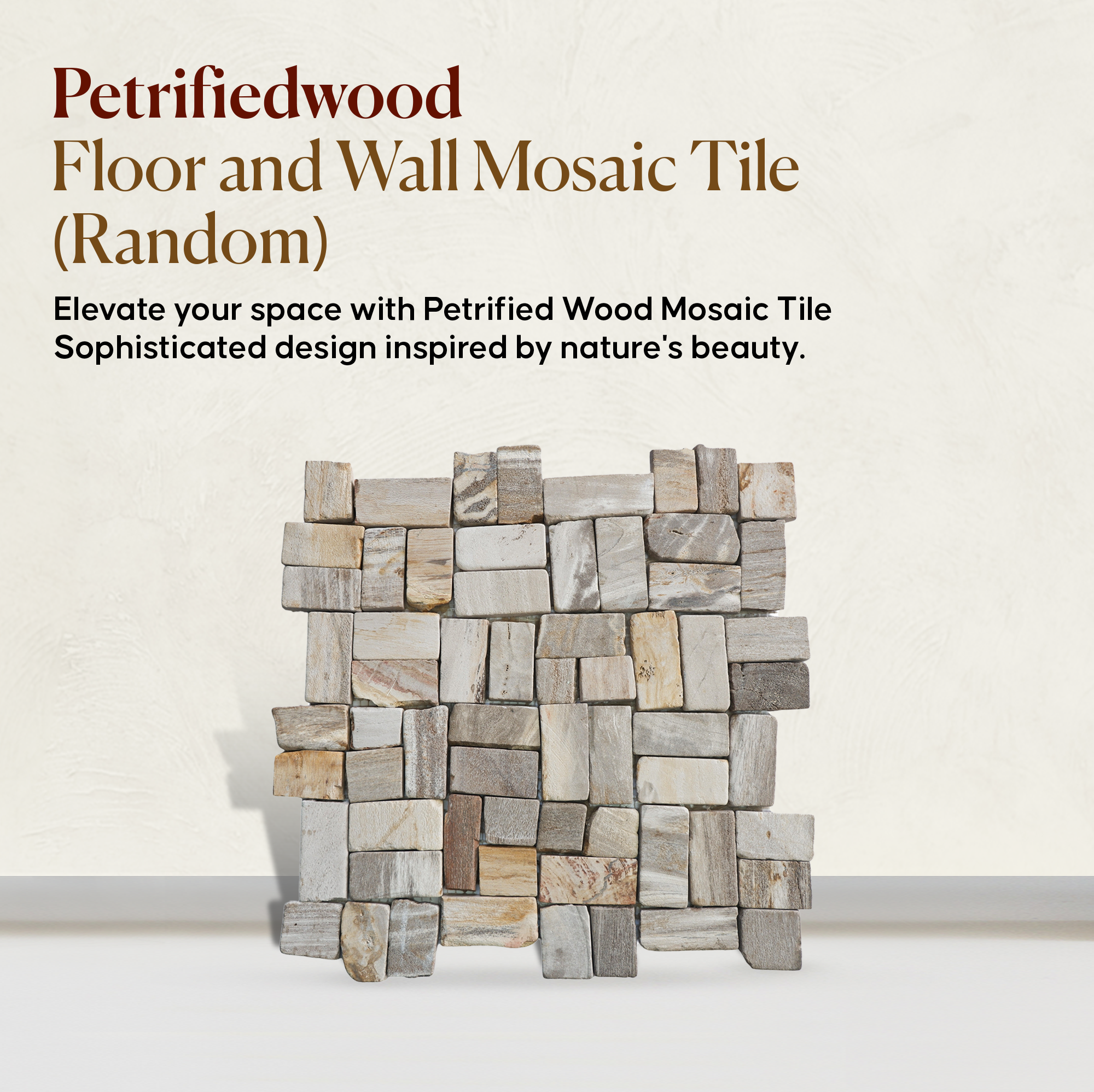 Mosaic Floor Tiles , Random Petrified Wood Floor And Wall Tile