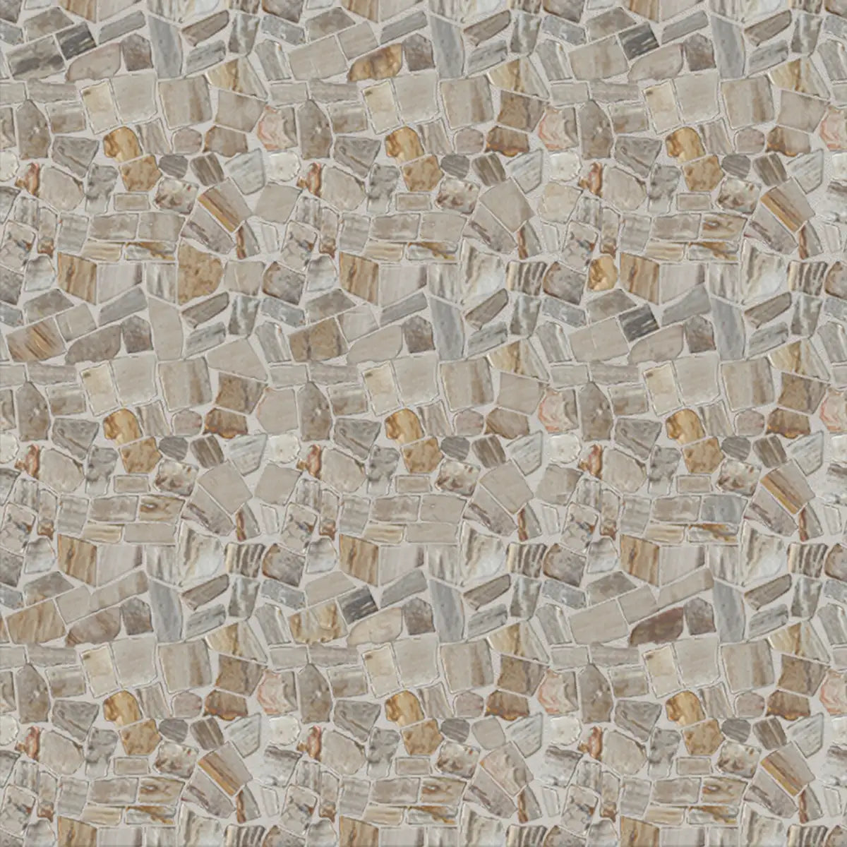 Mosaic Pebble Floor Tiles, Petrified Wood Mosaic Wall Tiles