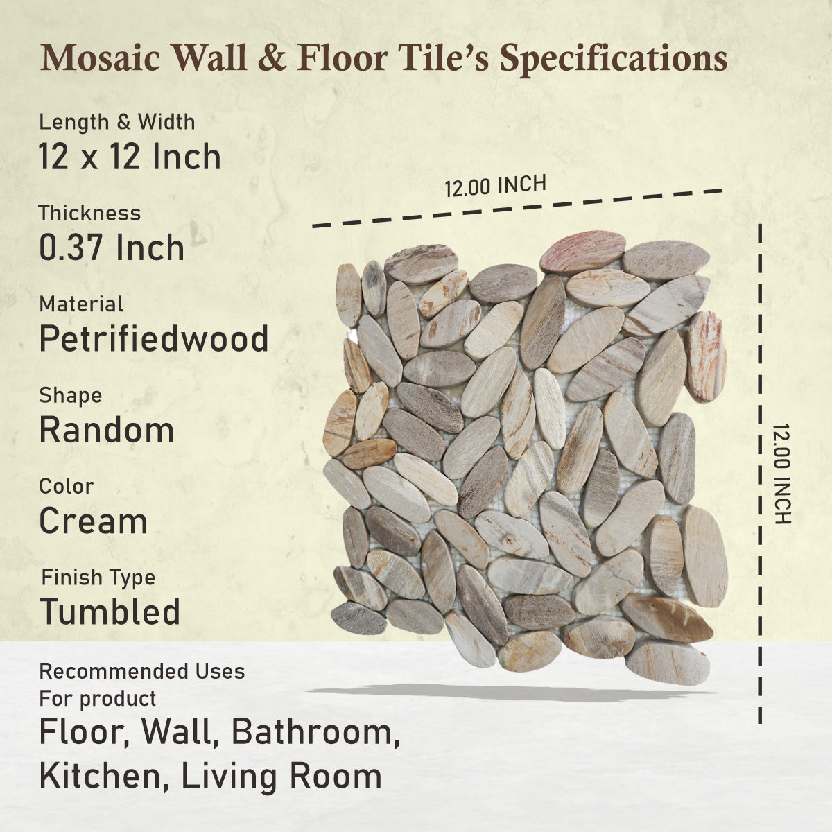 Oval Petrified Wood Tile, Oval Petrifiedwood Floor & Wall Mosaic Tile