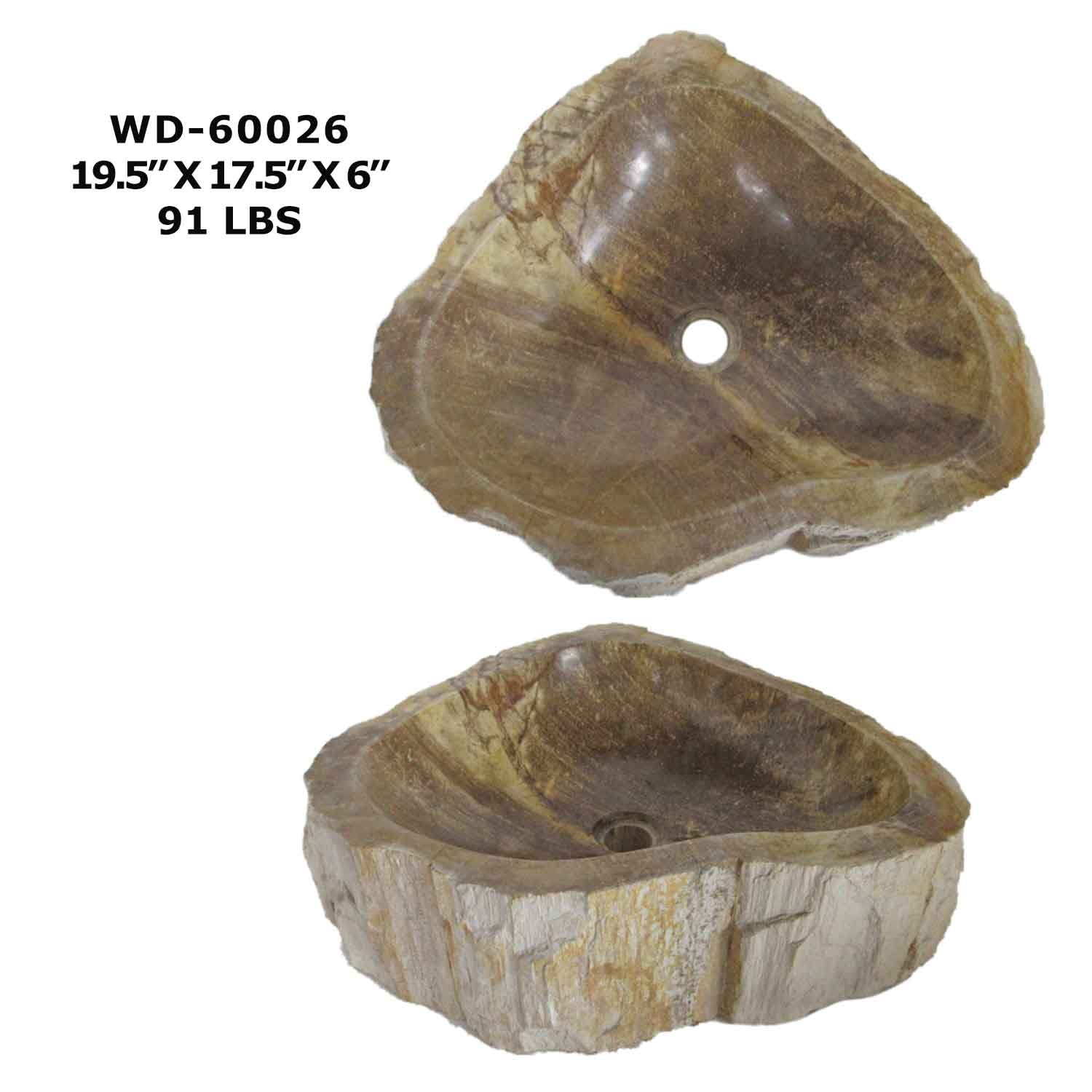 Natural Stone Vessel Sink Petrified Wood - Wash Basin Sink - WD 60026