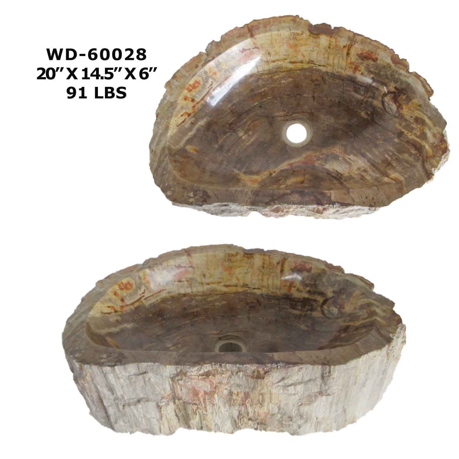 Petrified Wood Fossil Stone Vessel Sink - Wash Basin Sink - WD 60028